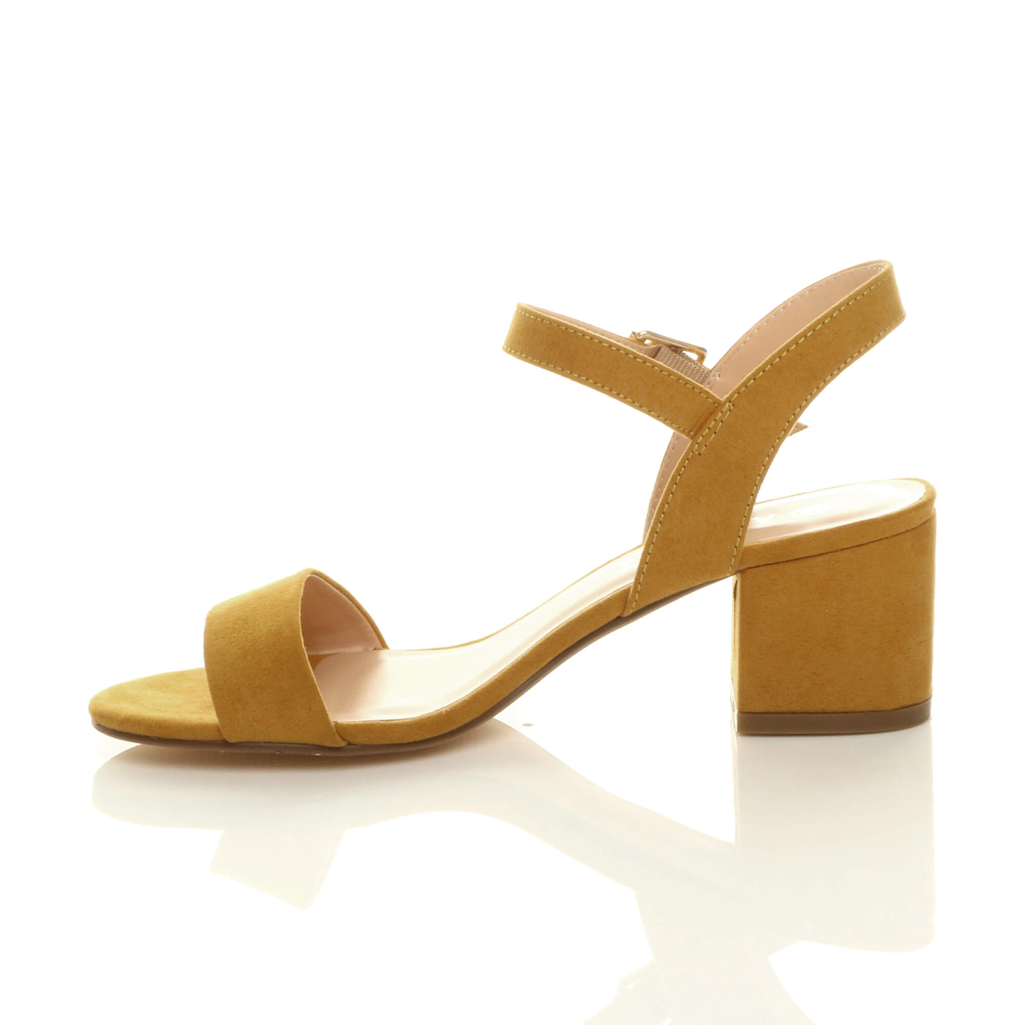 Yellow AJVANI Yellow Mid Block Heel Strappy Sandals, Image 3 of 6