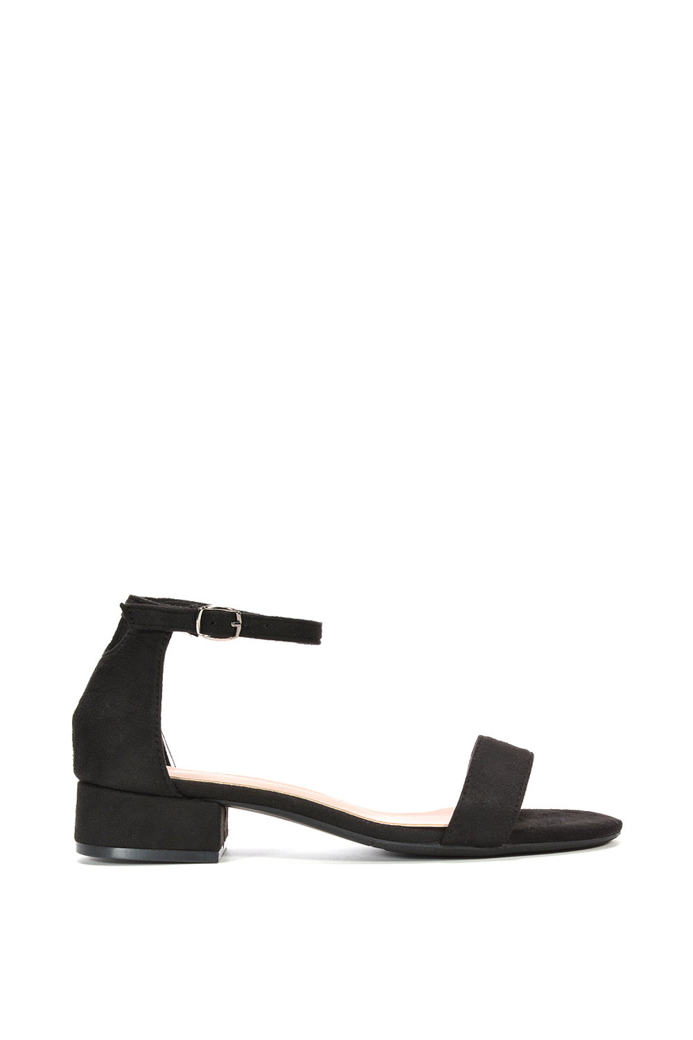 Black XY LONDON Black 'Tate' Low Block Heel Sandals With Ankle Strap, Image 1 of 6
