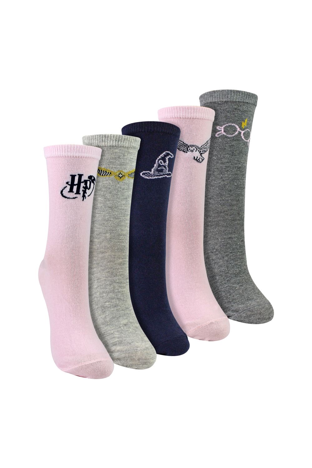 Multi 5 Pairs Ladies Cotton Novelty Socks - Harry Potter Pattern Comfortable Socks, Image 1 of 4