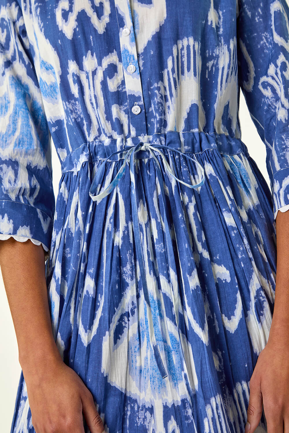 Blue Tie Dye Buttoned Shirt Dress, Image 6 of 5