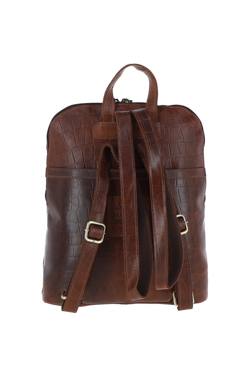 Tan 'Bonfanti' Croc Print Real Leather Mini Backpack, Image 3 of 3