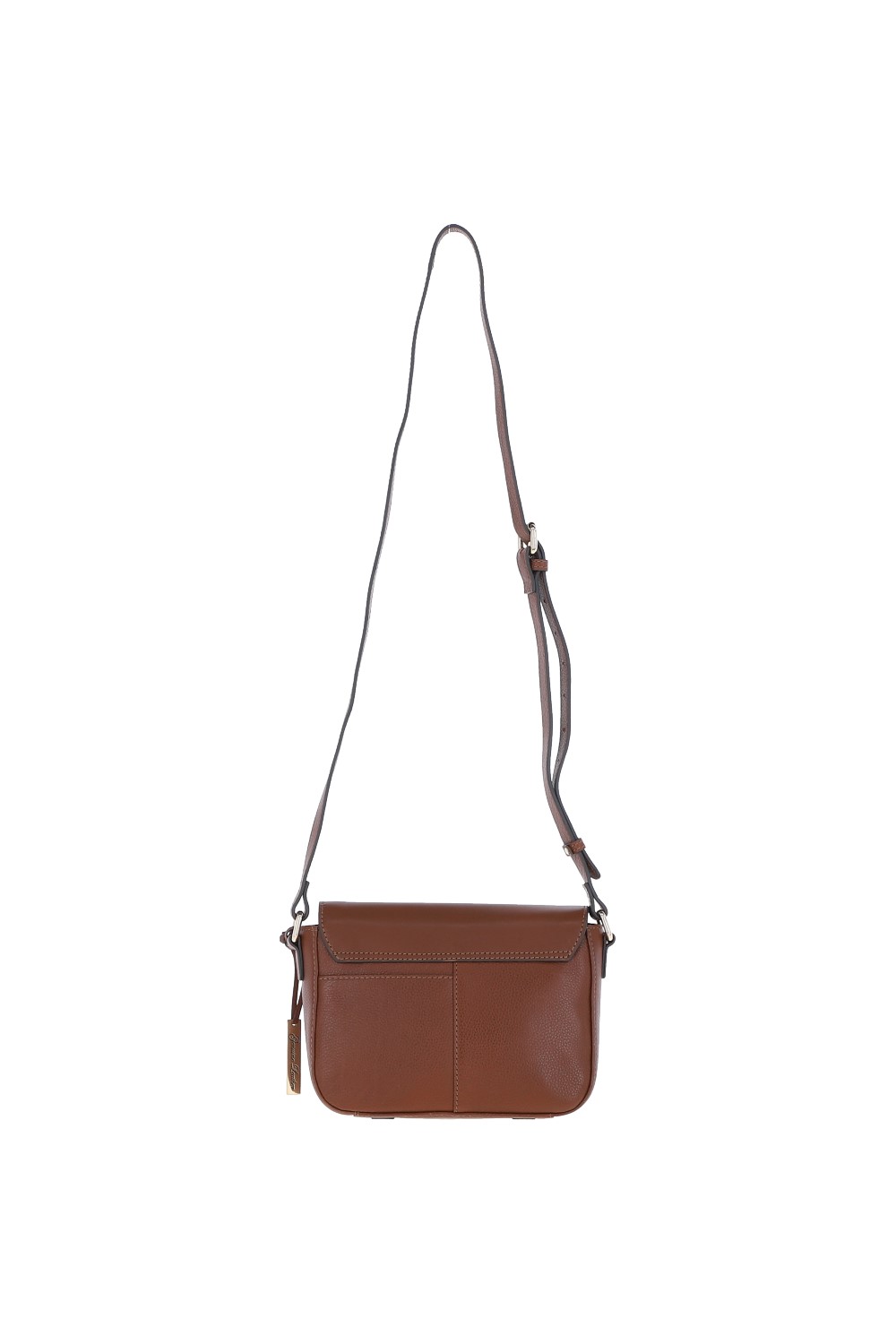 Tan Flap Over Real Leather Crossbody Bag, Image 4 of 4