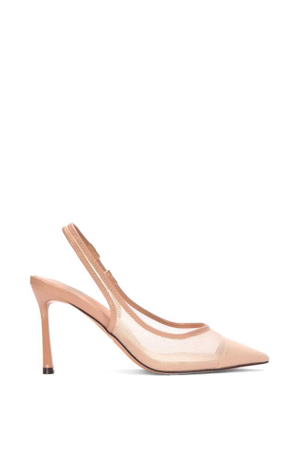 Black 'Caroline' Pointed Toe Mesh Slingback Court Shoe Heels