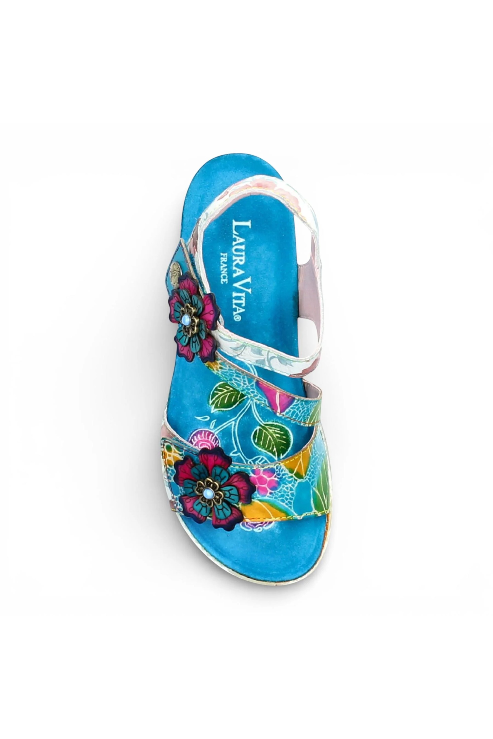 Blue Womens Cushioned Wedge Sandals-BONITO-32, Image 7 of 7