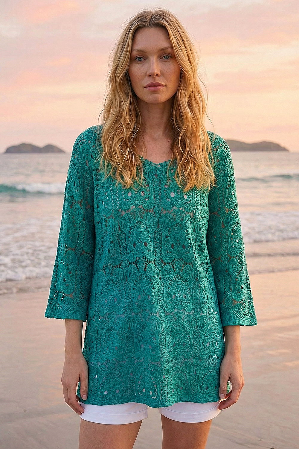 Forest Cotton Crochet Tunic Top, Image 4 of 4