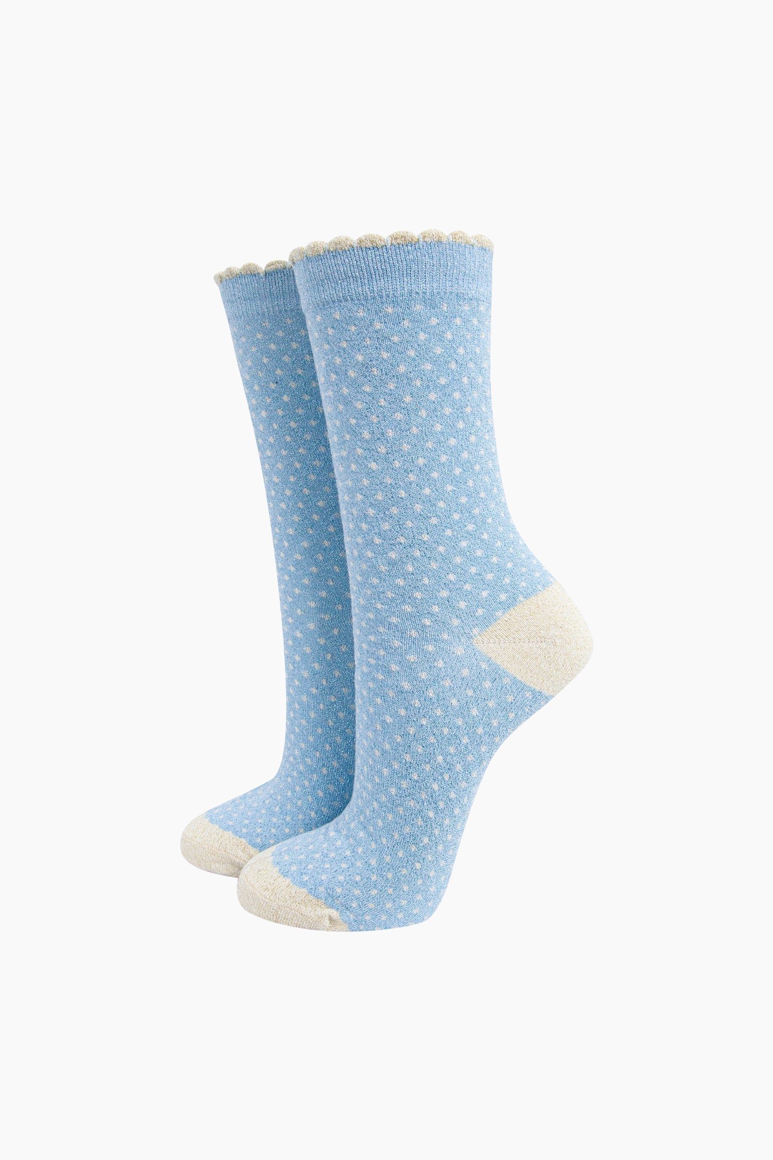 Light Blue Sock Talk Light Blue Polka Dots Combed Cotton Glitter Socks, Image 1 of 4