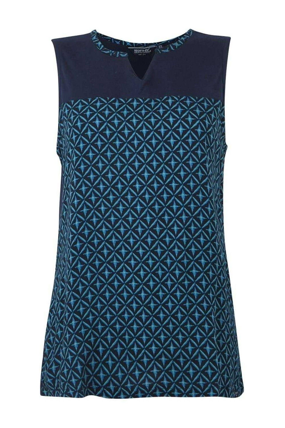 Navy Janessa Patterned Sleeveless TShirt, Image 1 of 3