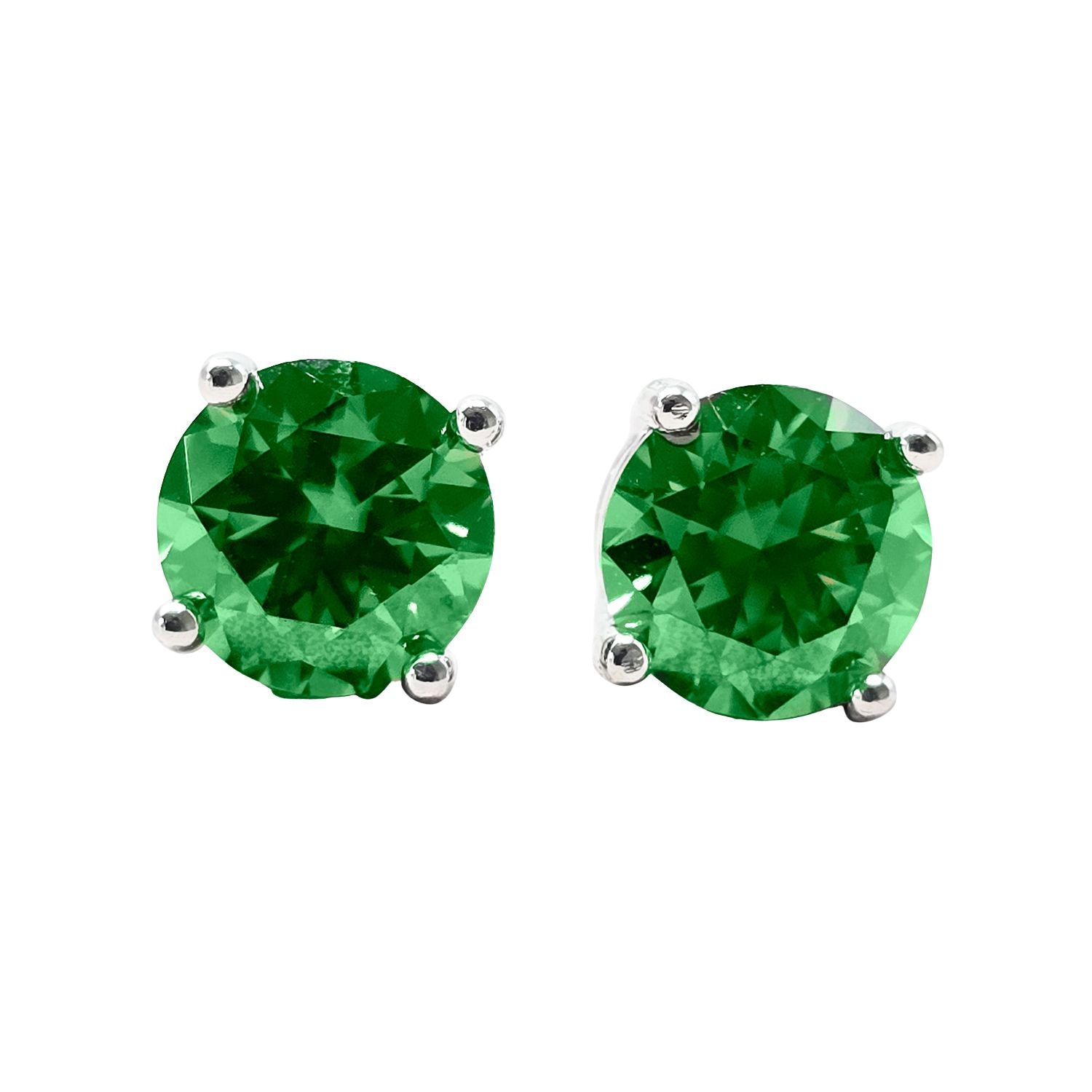 Green Emerald Moissanite Crystal Sterling Silver Earrings