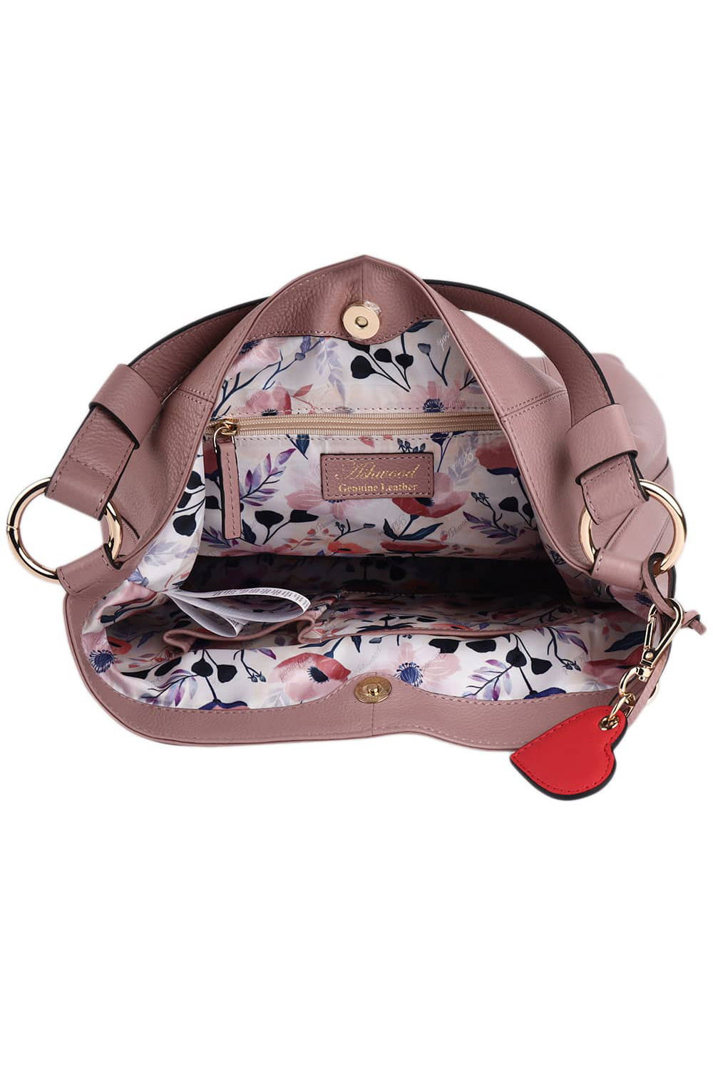 Pink 'Musette' Real Leather Hobo Bag, Image 5 of 5