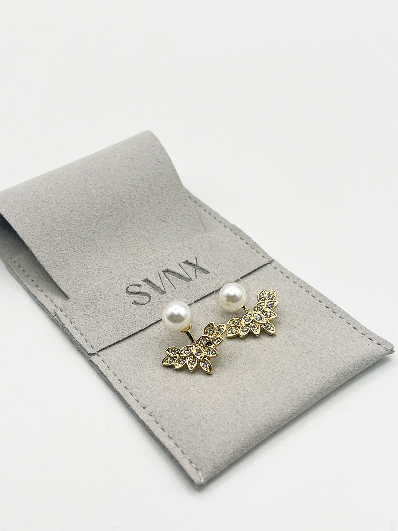 Gold Pearl Leaf Earrings - Gift Boxed, Image 4 of 6
