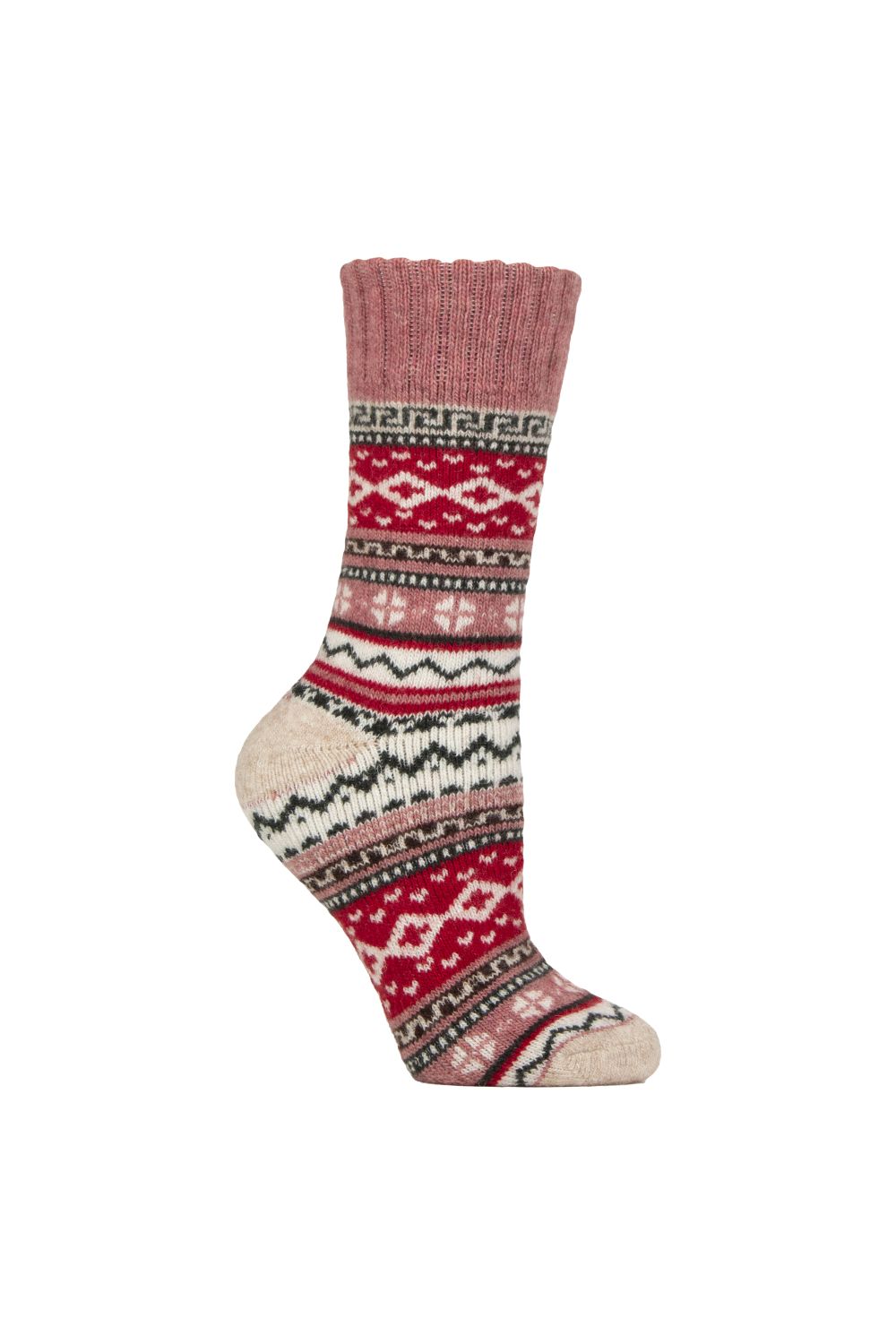 Pink Wool Blend Cushioned Hiking Boot Socks, Image 1 of 3