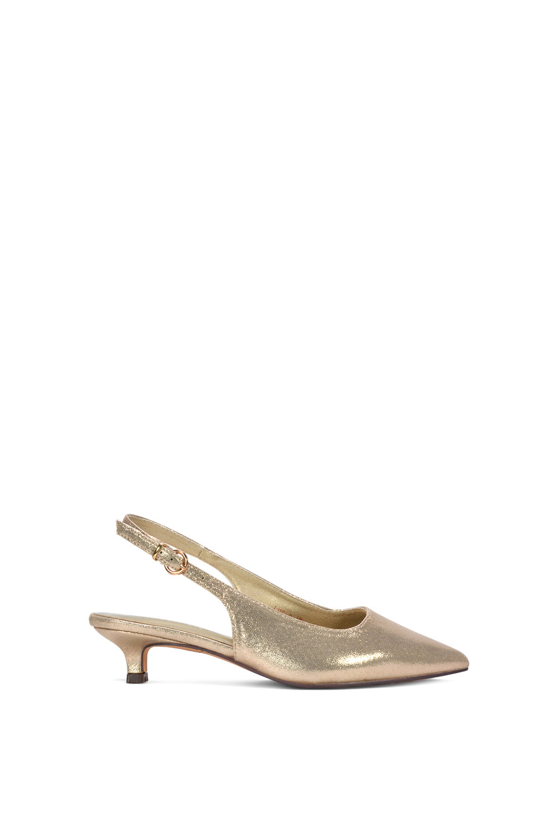Black Slingback Kitten Heel Court Shoes With Pointed Toe
