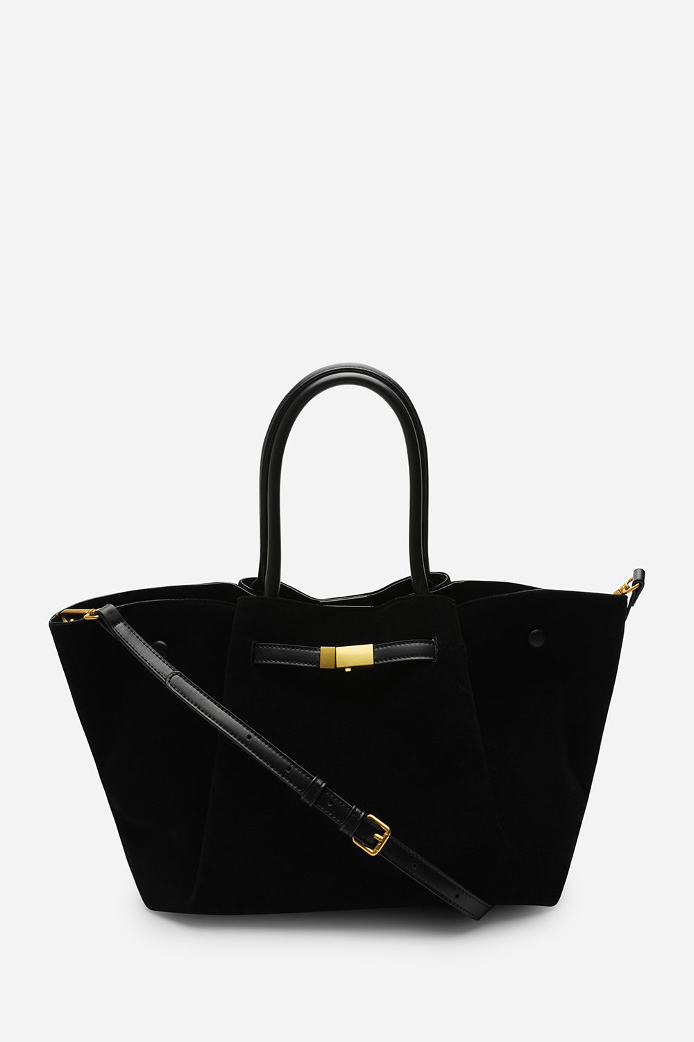 Black Where's That From Black 'Dove' Suede Handheld Tote Bag, Image 5 of 6