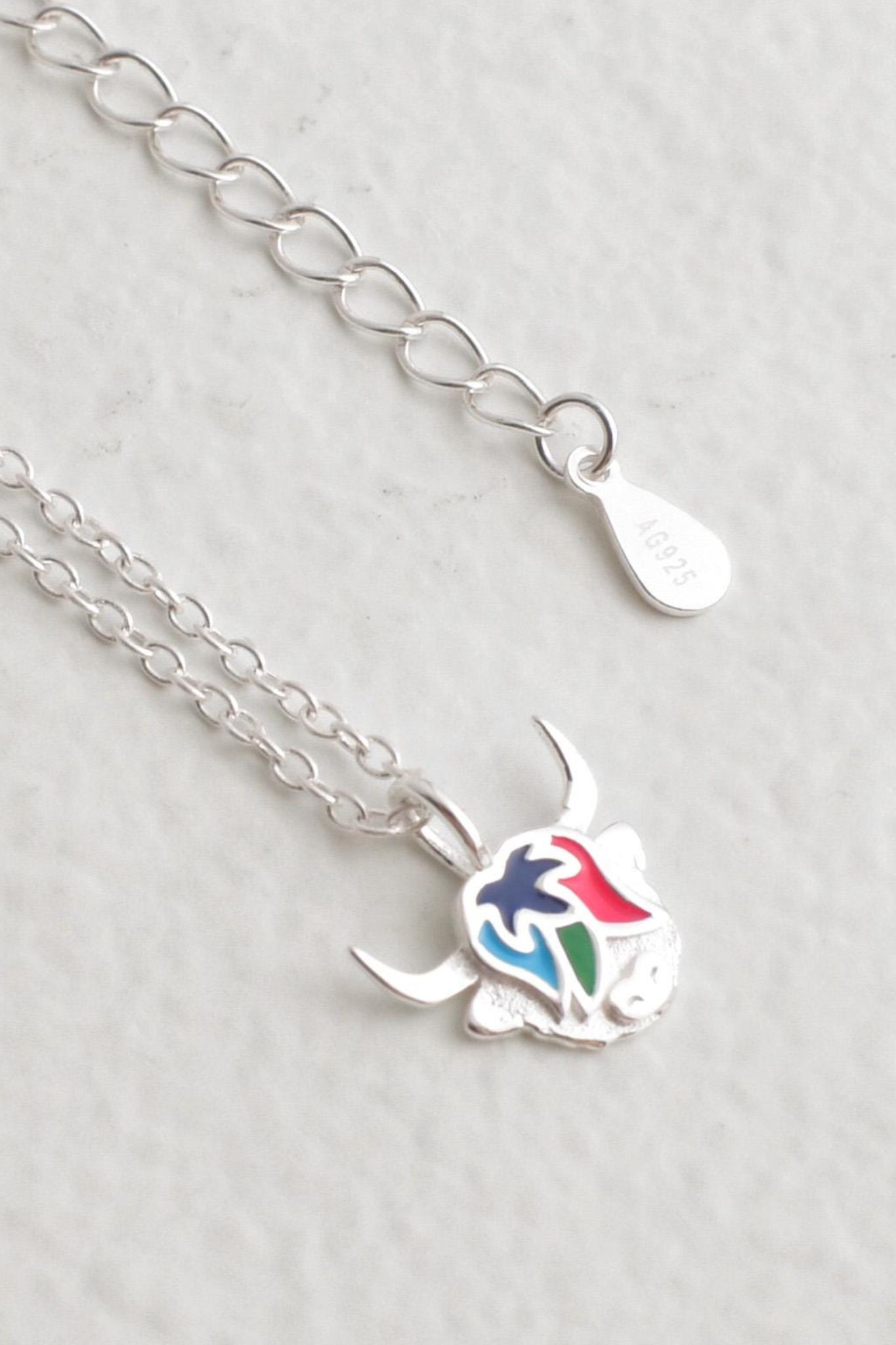 Multi Sterling Silver Bright Highland Cow Necklace, Image 4 of 4
