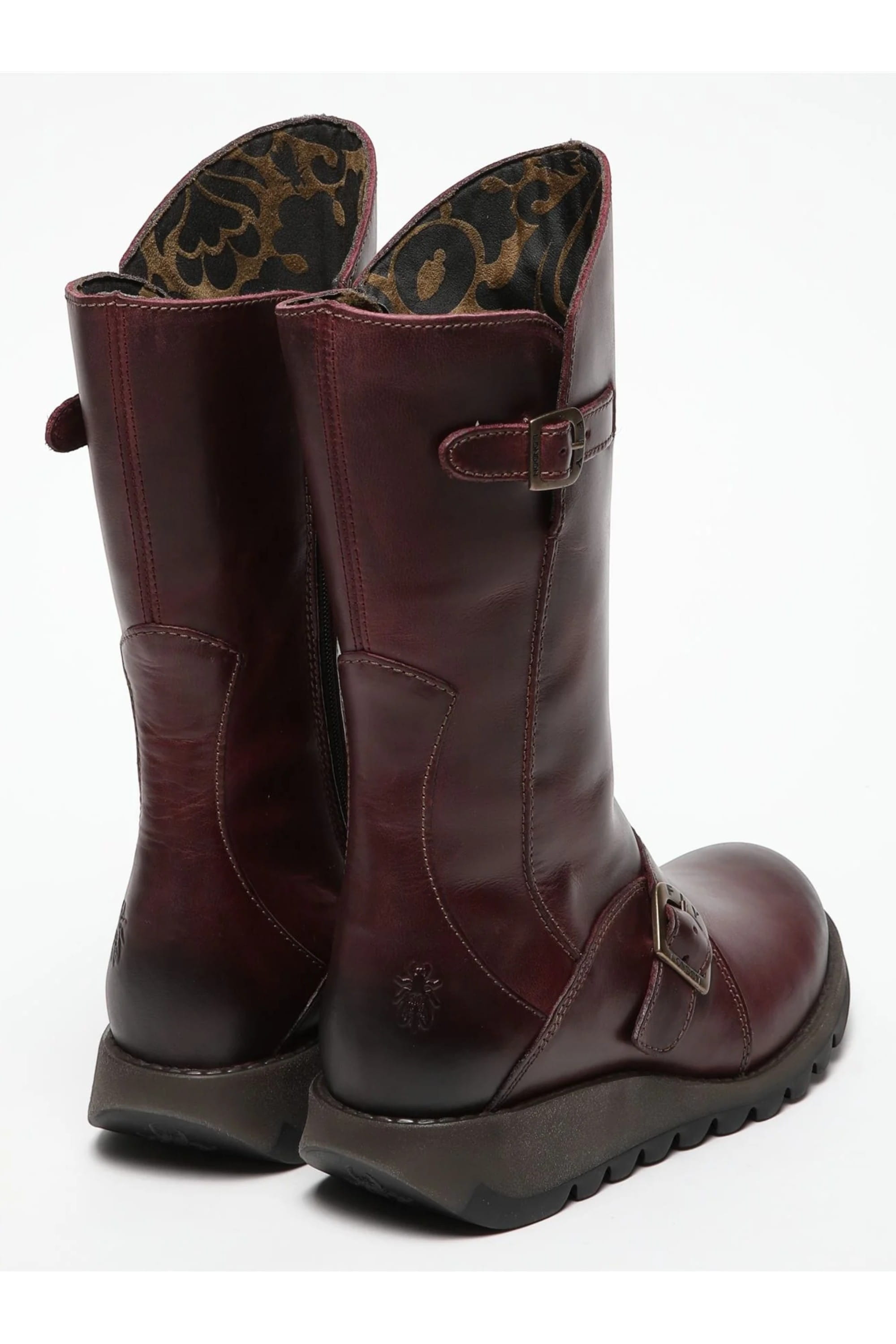 Red Womens Mid-Calf Platform Boots-MES2913, Image 4 of 5