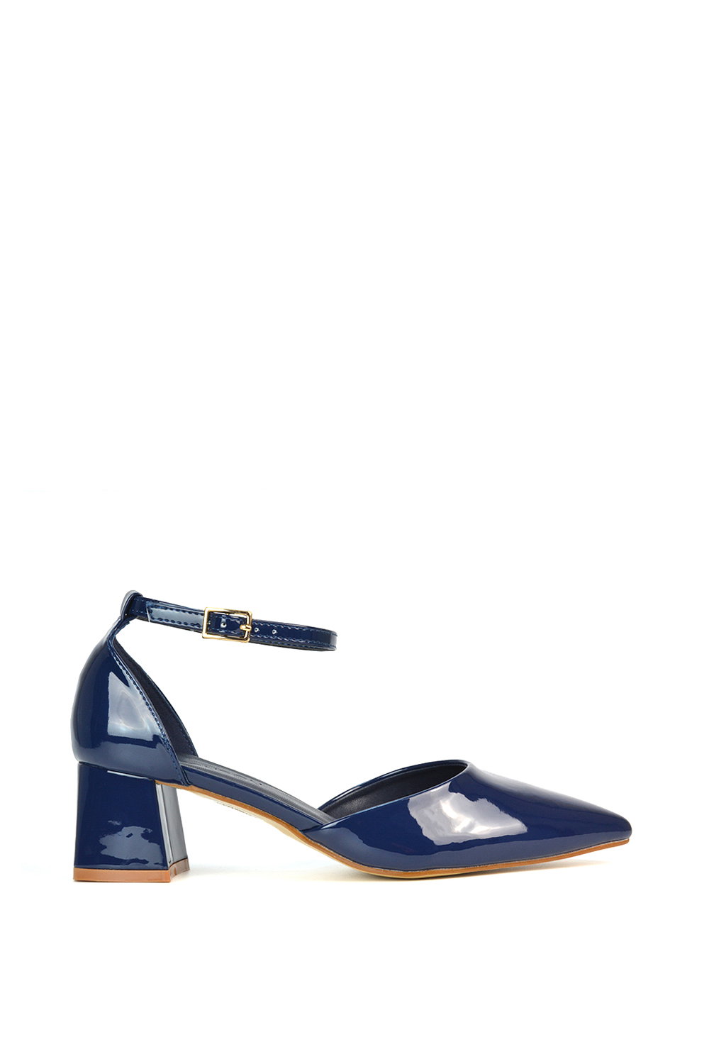 Black 'Evie' Low Block Heel Court Shoes With Pointed Toe