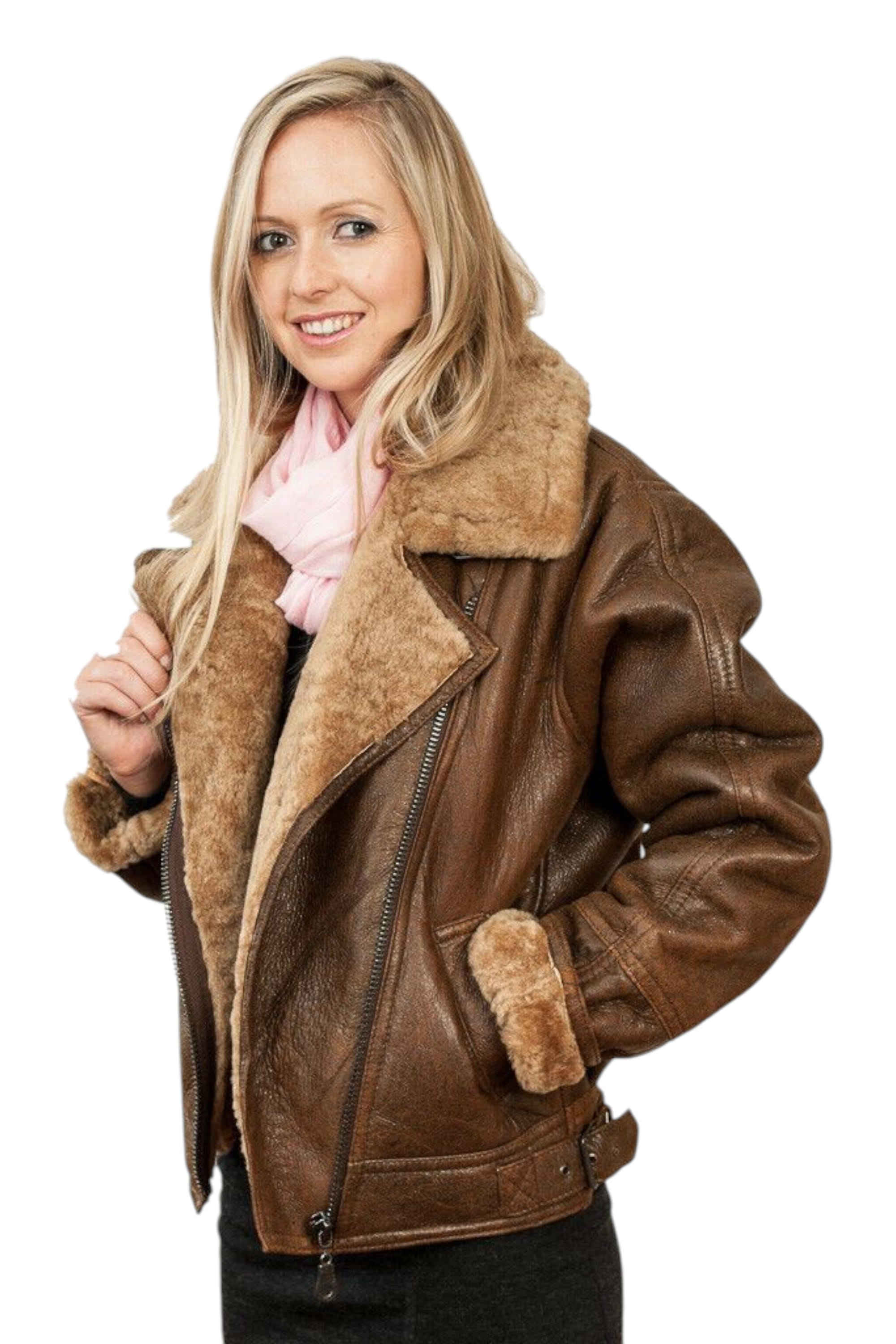 Brown B3 Sheepskin Leather Flying Jacket, Image 3 of 5