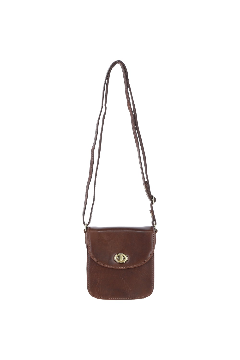 Brown Small Real Leather Crossbody Bag, Image 2 of 5
