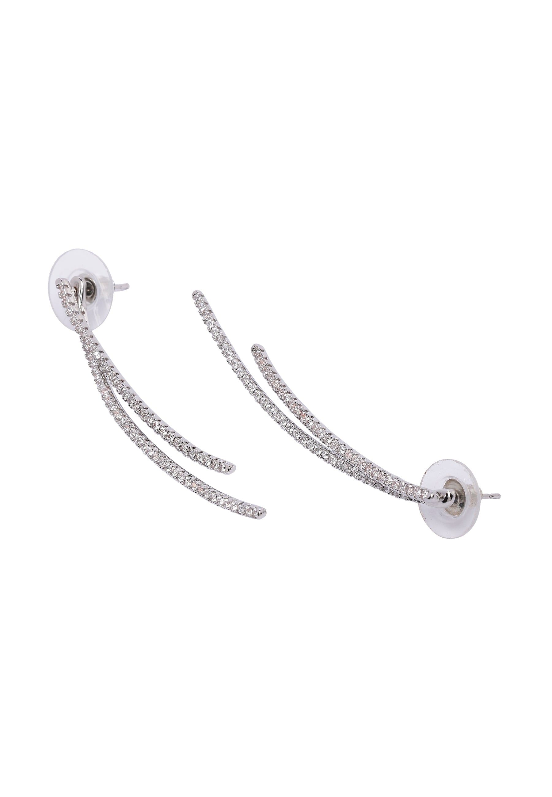 Silver Shimmering Rays Earrings, Image 3 of 5