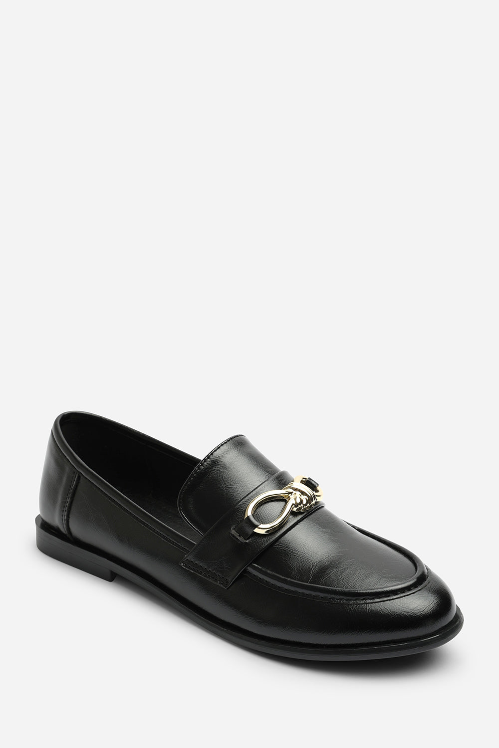 Black Freyja Knot Trim Hardware Detail Flat Loafers, Image 3 of 6