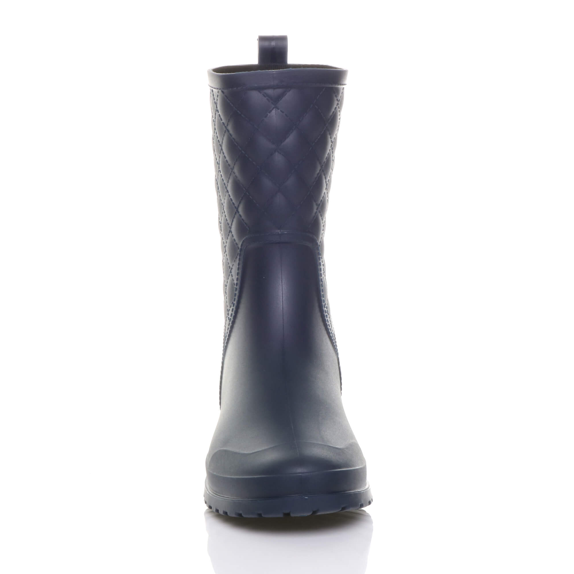 Navy Blue AJVANI Navy Blue Waterproof Wellingtons Quilted Ankle Boots Wellies, Image 6 of 6