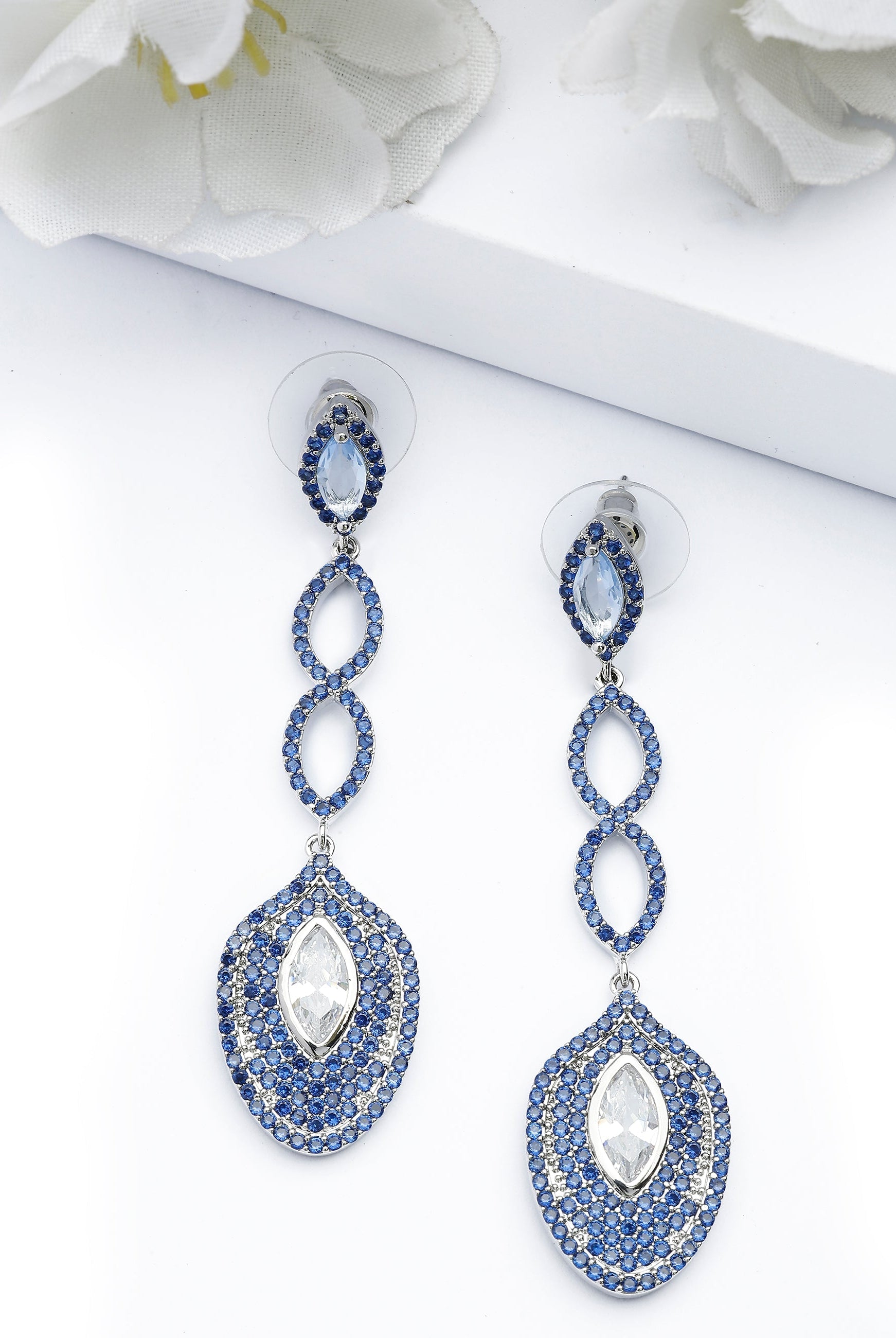 Blue Infinity Dangle Earrings, Image 2 of 4
