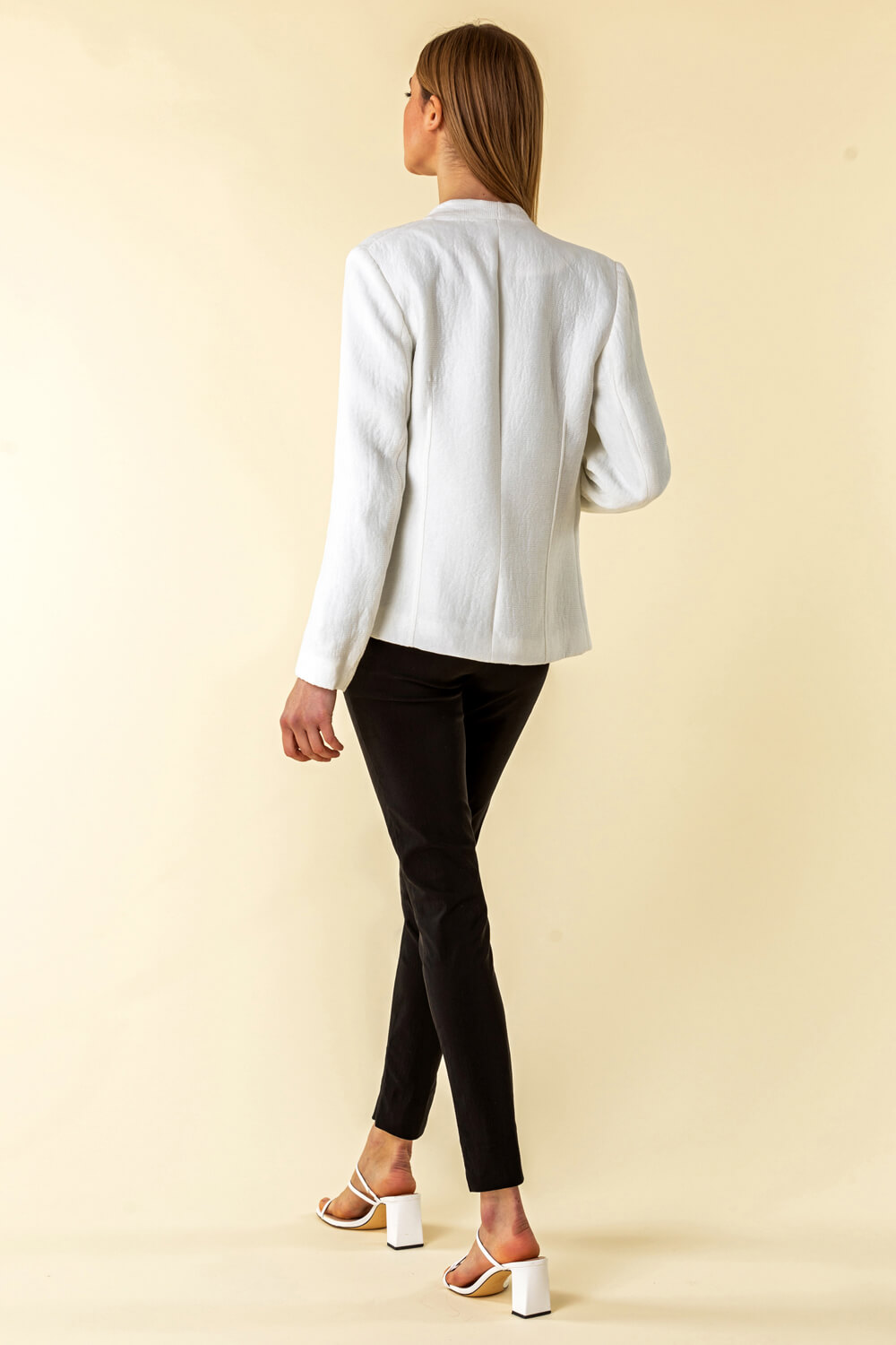 Ivory  Zip Detail Pleat Jacket, Image 4 of 4