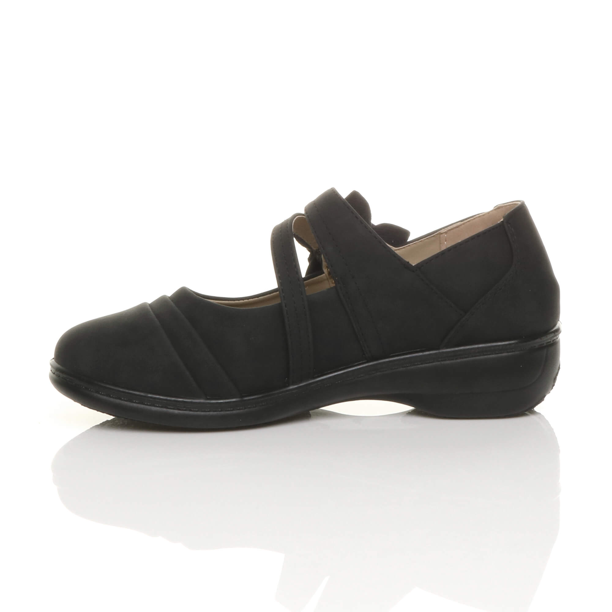 Black AJVANI Black Flat Comfort Mary Jane Shoes, Image 3 of 6