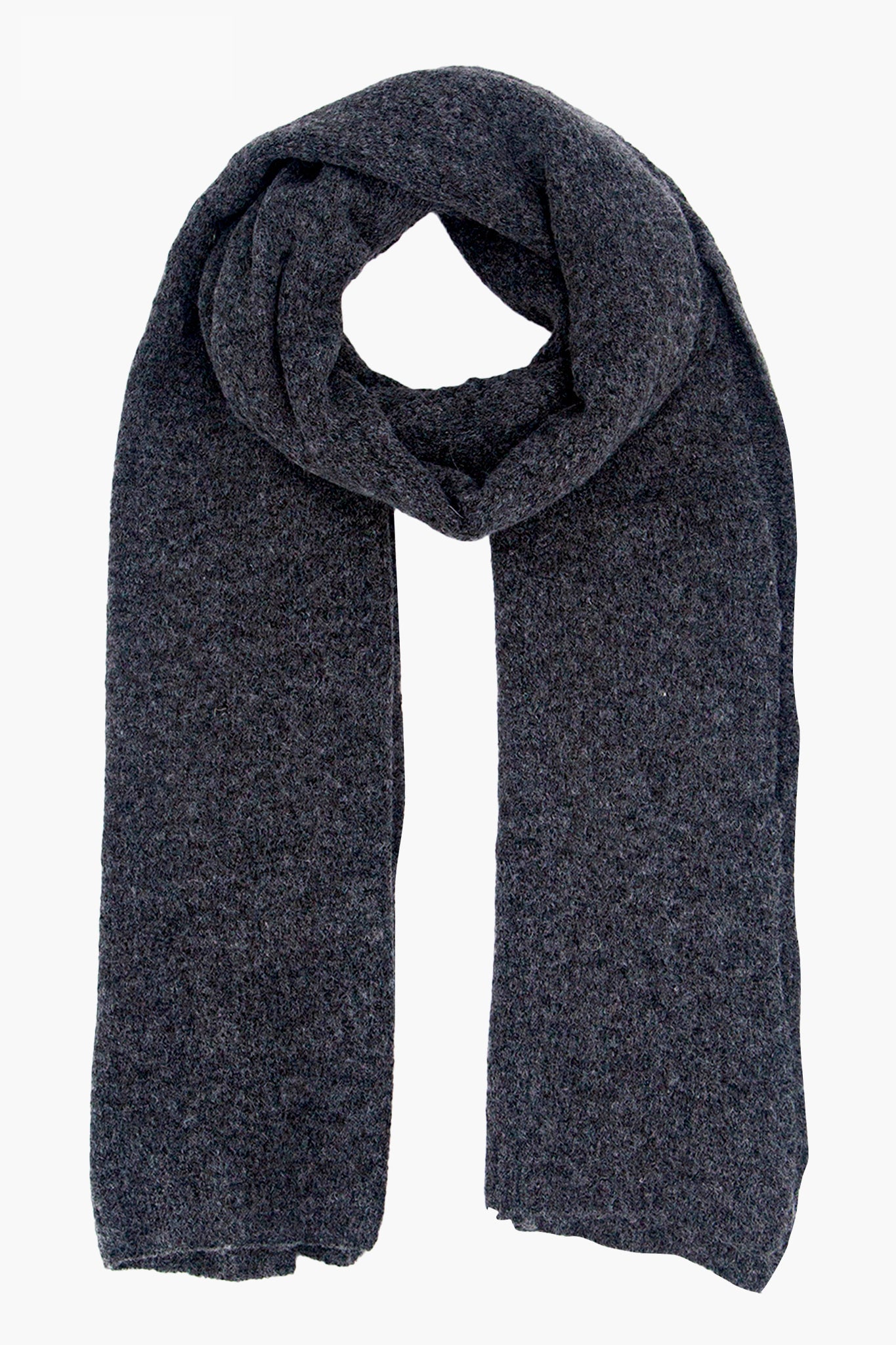 Dark Grey Plain Wool Blend Winter Scarf, Image 1 of 4