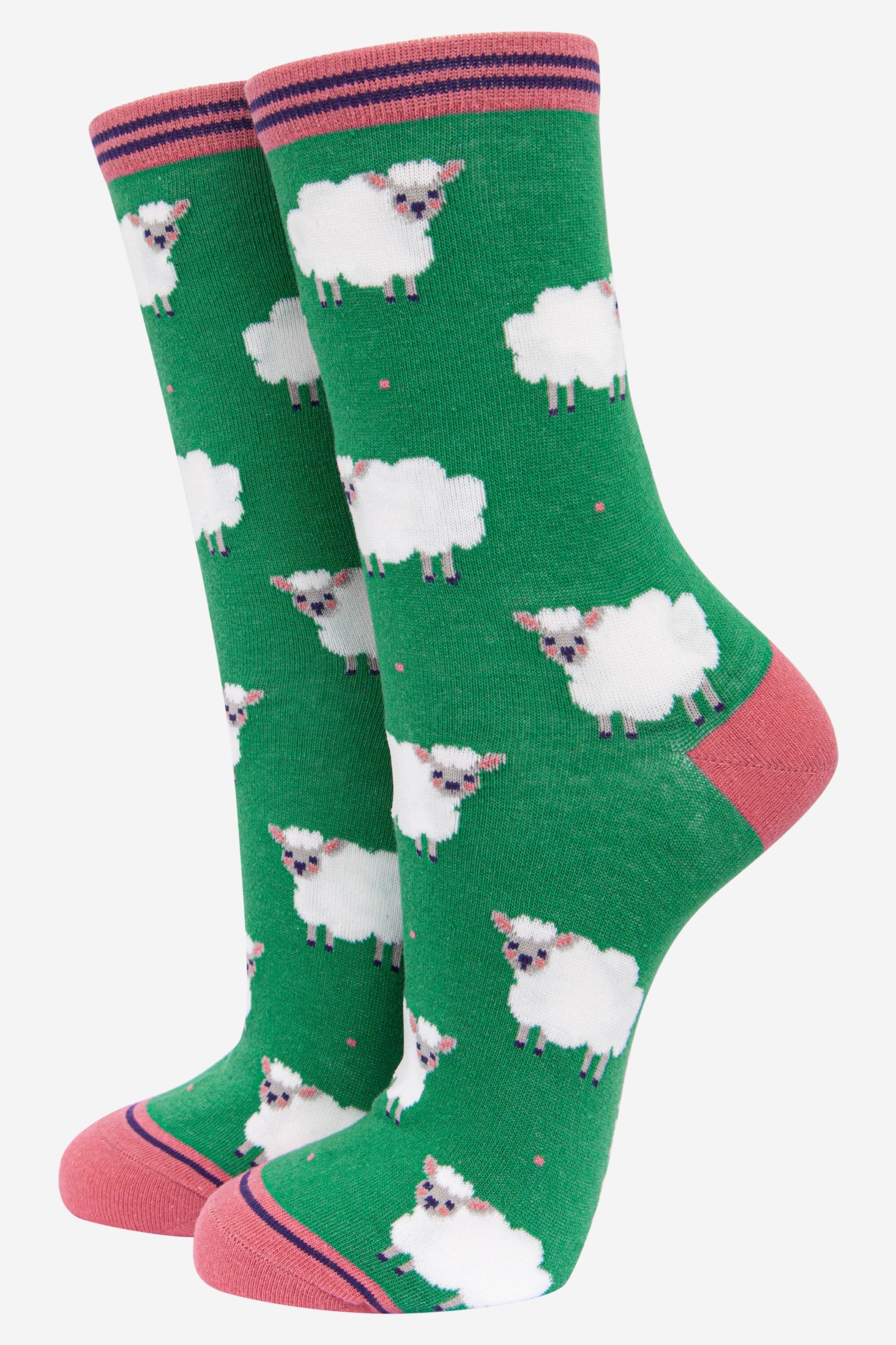Green Spring Lamb Woolly Sheep Bamboo Socks, Image 2 of 5