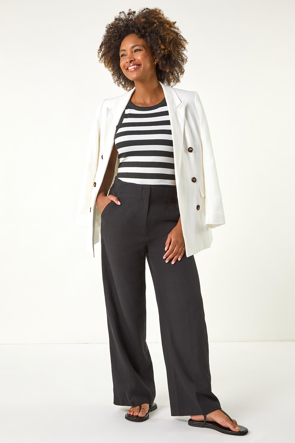 Black Smart Twill Wide Leg Pocket Trouser, Image 3 of 7