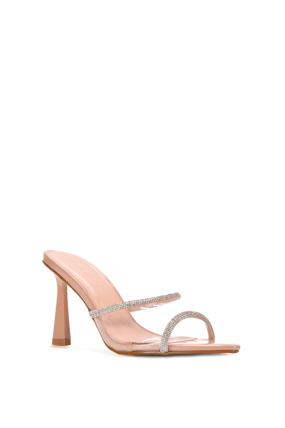 Beige 'Ava' Perspex High Heel Mules with Crystal Detail, Image 2 of 6