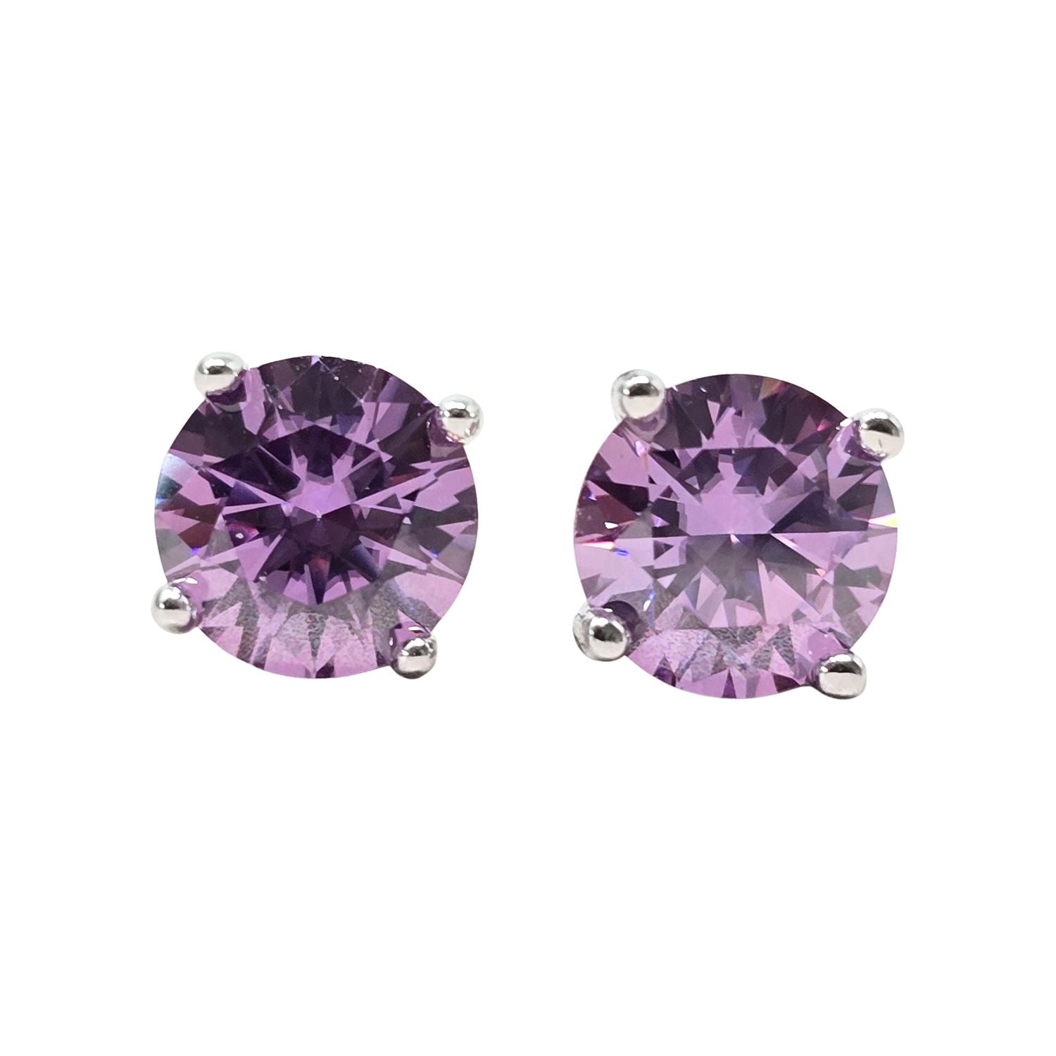 Purple Alexandrite Moissanite Crystal Sterling Silver Earrings