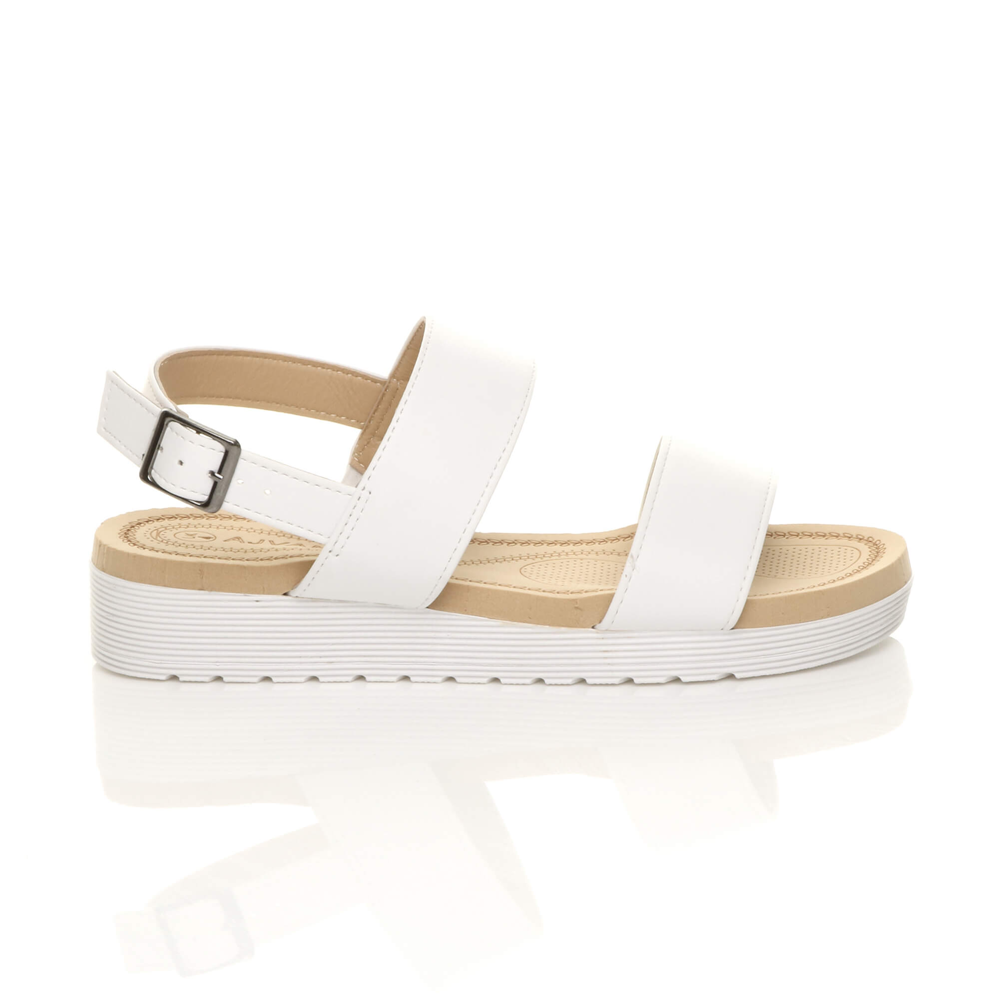 White AJVANI White Flatform Strappy Sandals, Image 2 of 6