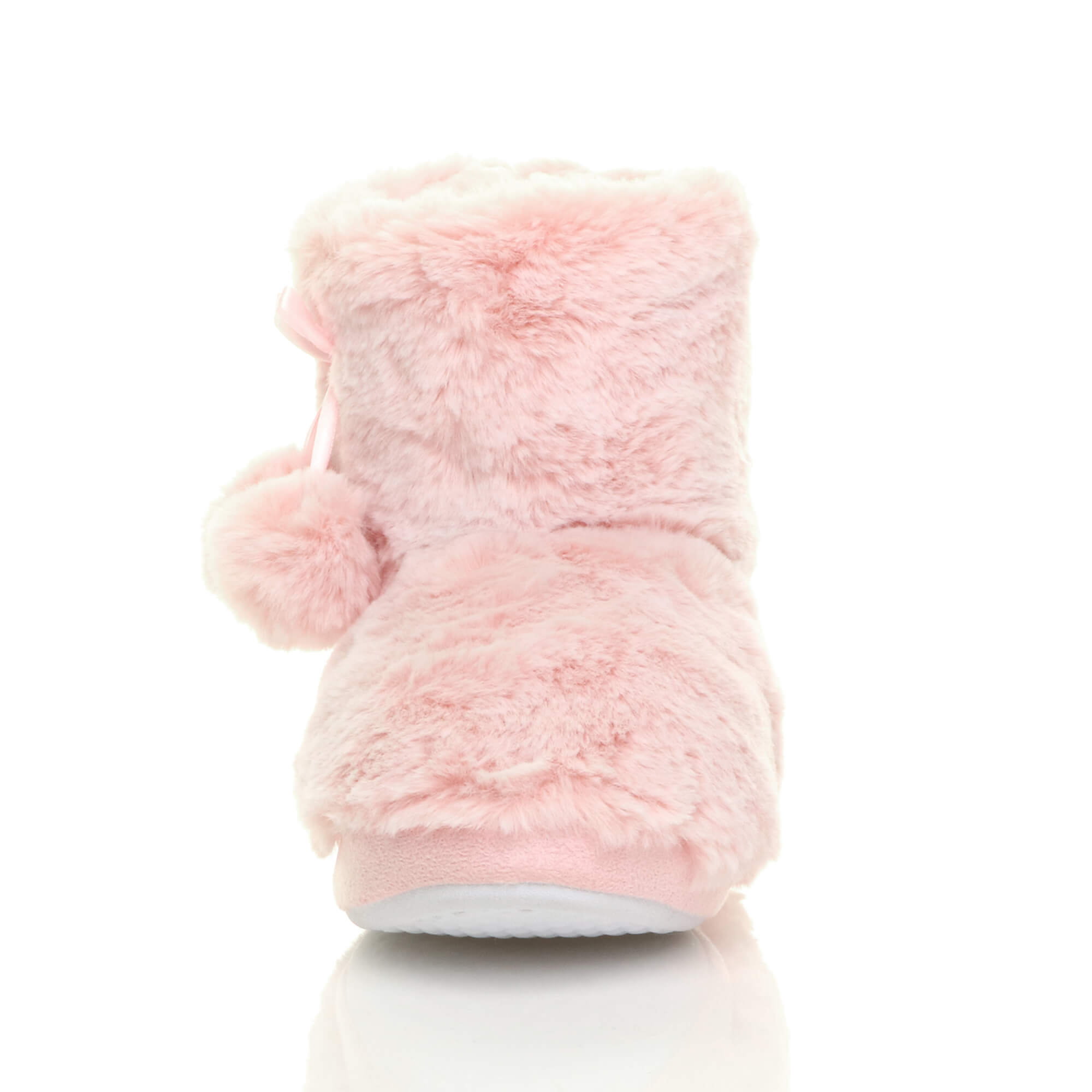 Light Pink Faux Fur Lined Slip On Memory Foam Mules Slippers, Image 6 of 6
