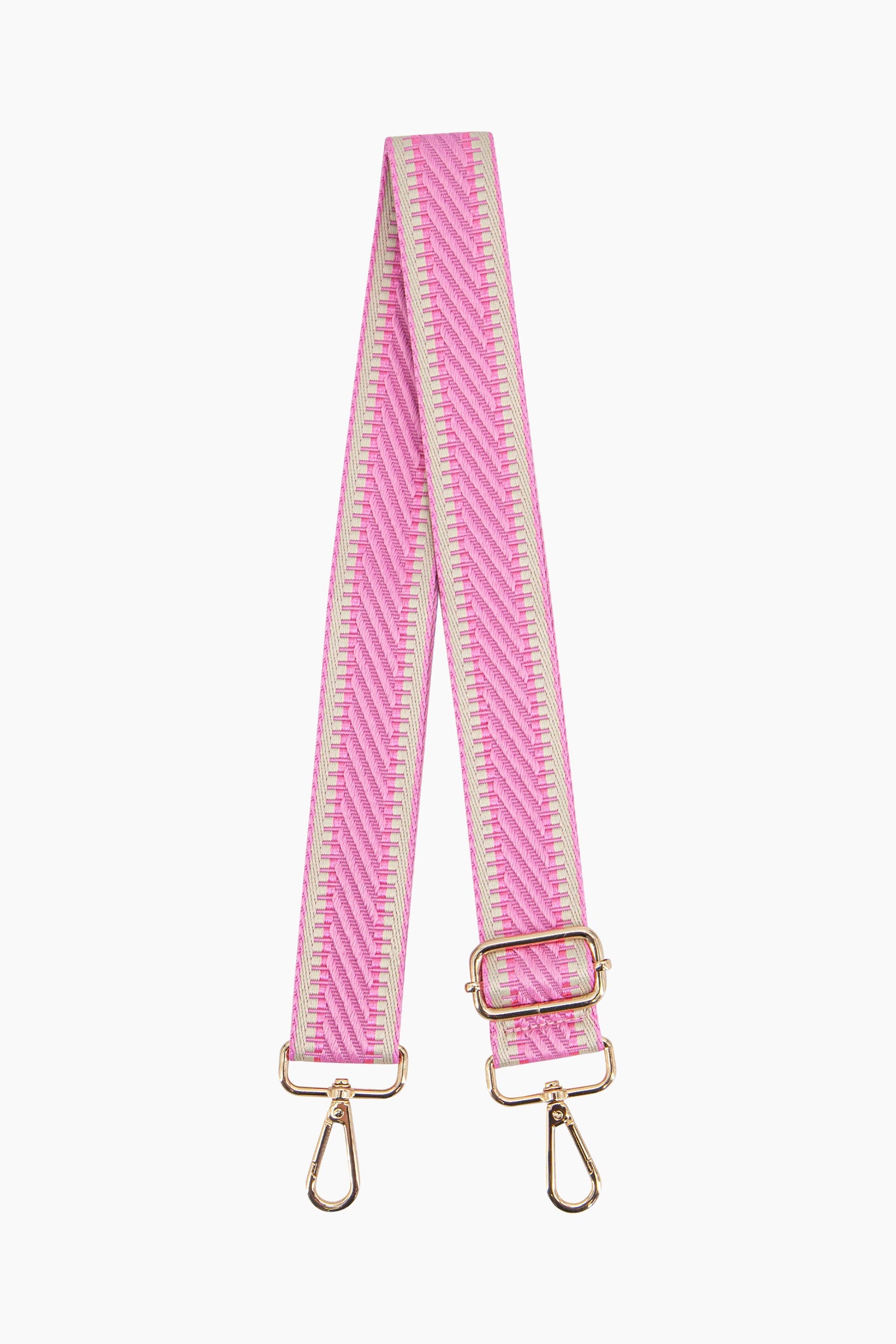 Pink Stripe Trim Woven Bag Strap, Image 1 of 4