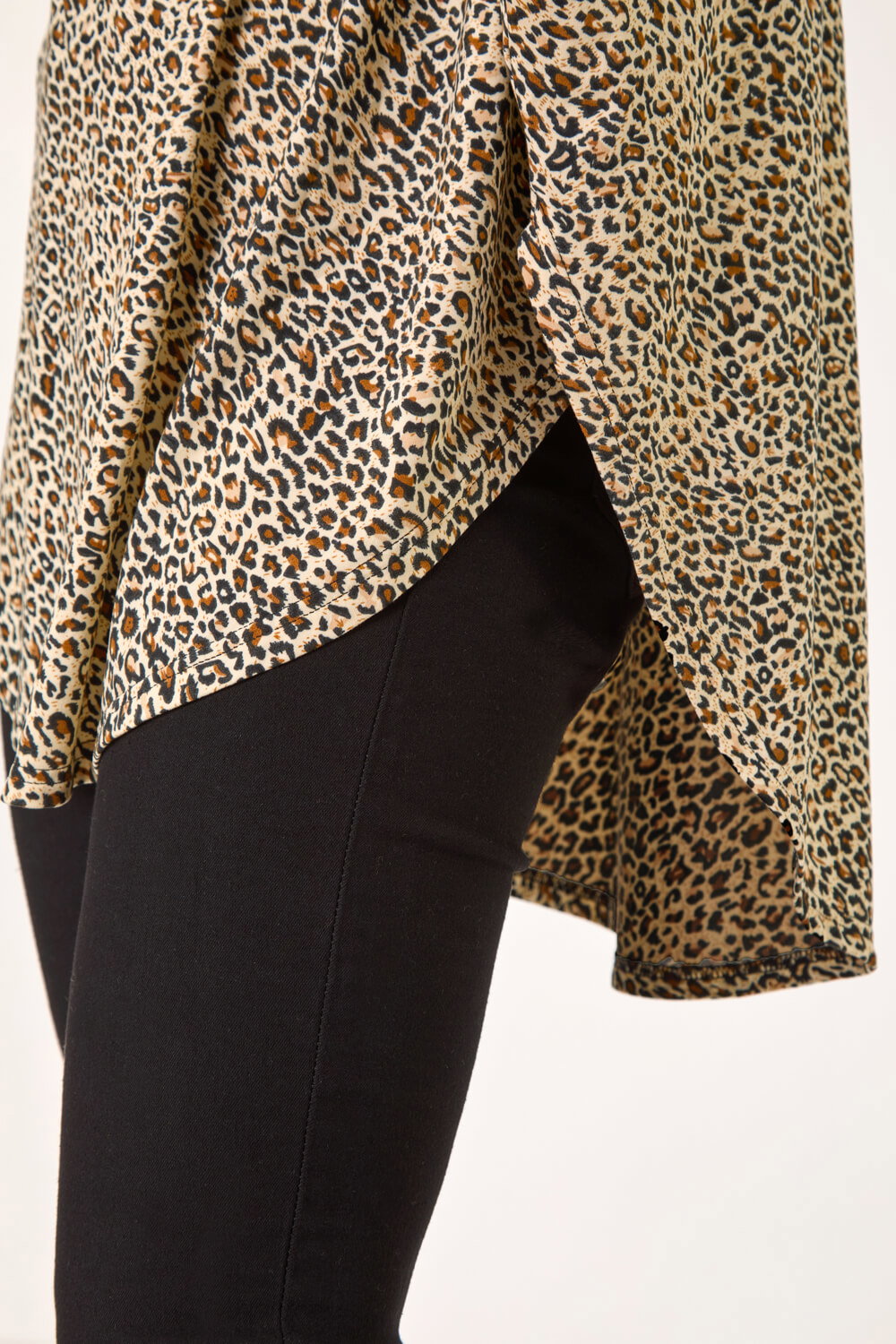Natural Animal Print Stretch Tunic Top, Image 6 of 5
