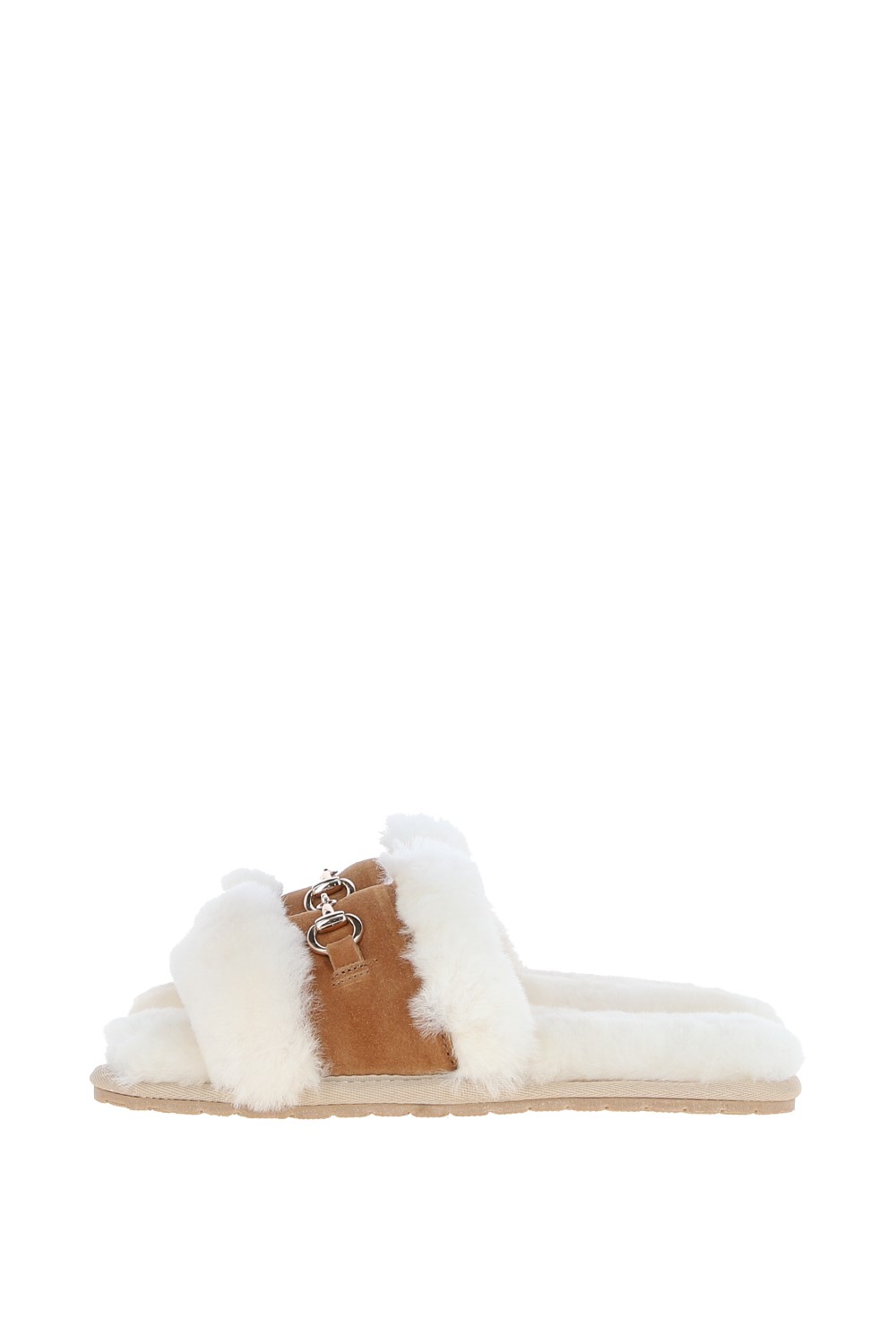 Tan Fenland England Tan 'Sophie' Sheepskin Fluffy Sliders with Suede Top, Image 3 of 4