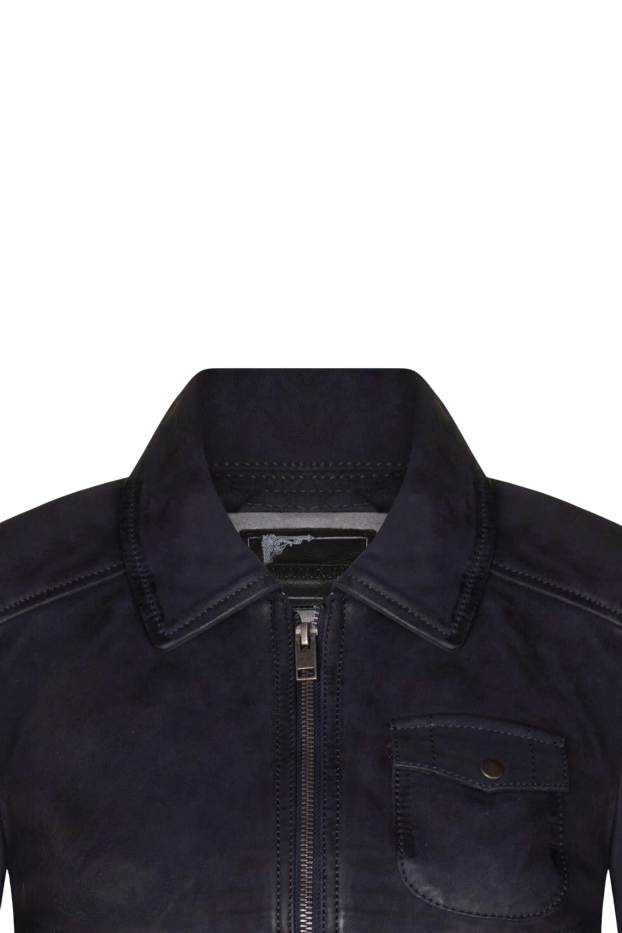 Navy Womens Leather MA-1 Varsity Jacket - Ann, Image 5 of 5