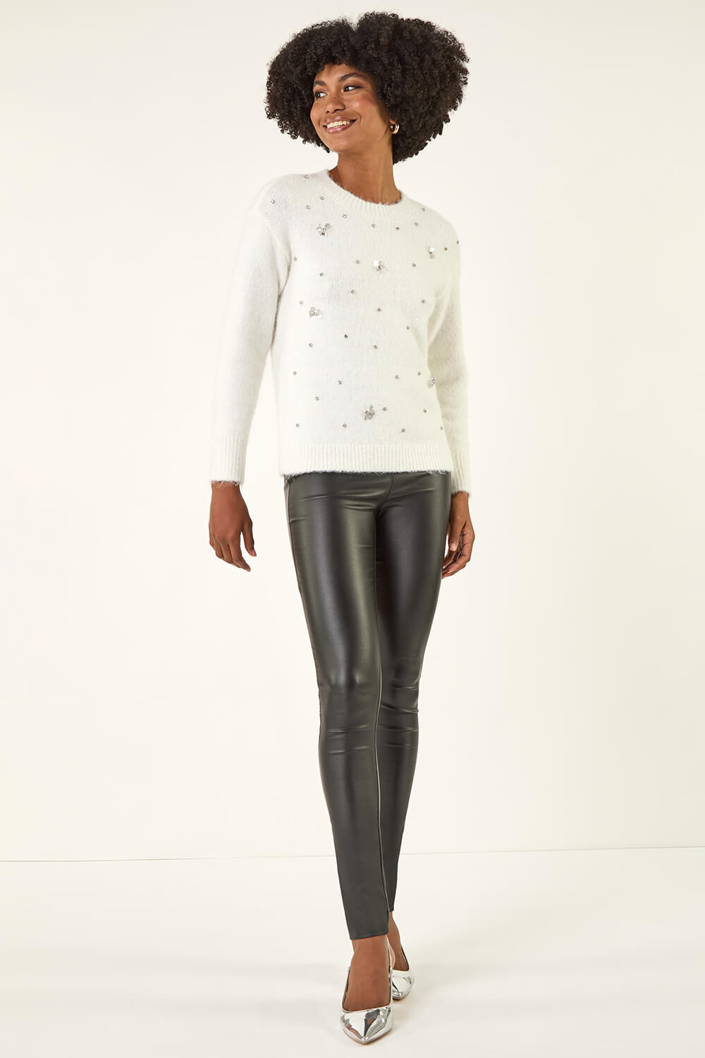 Ivory Sparkly Knit Jumper, Image 3 of 5