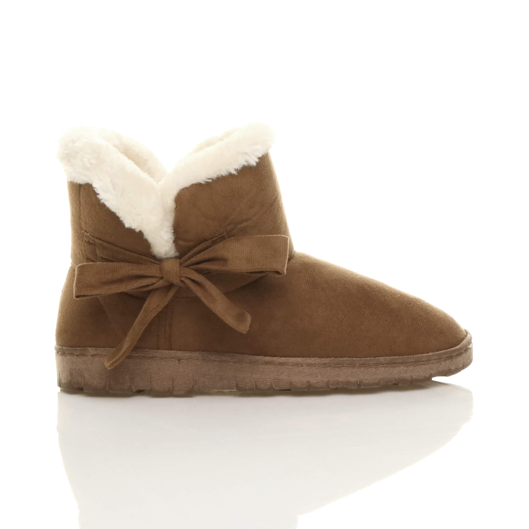 Tan AJVANI Tan Faux Fur Lined Ankle Boots Slippers, Image 2 of 6