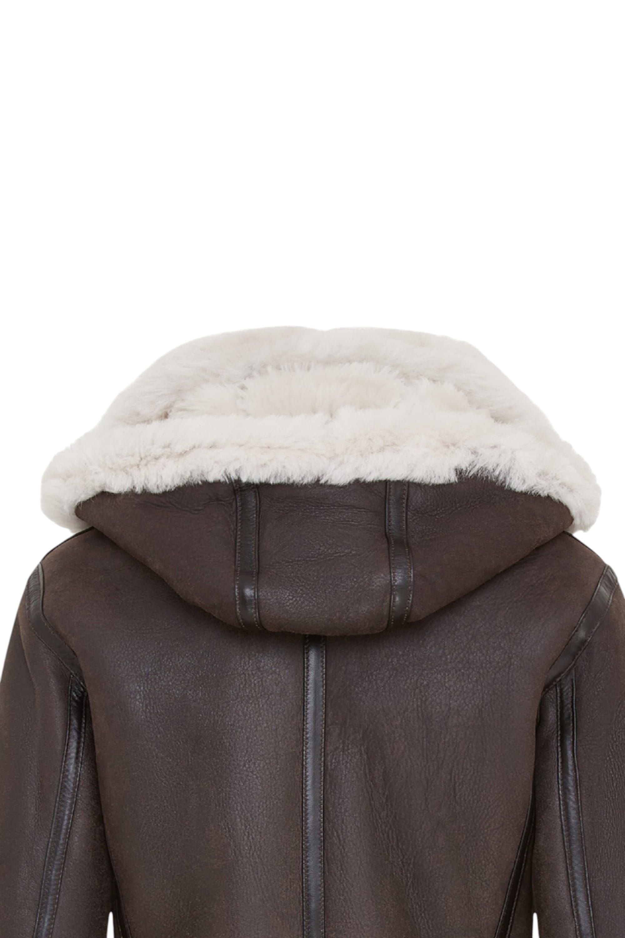 Dark Brown Sheep Leather Hood Flying Bomber Jacket, Image 8 of 8