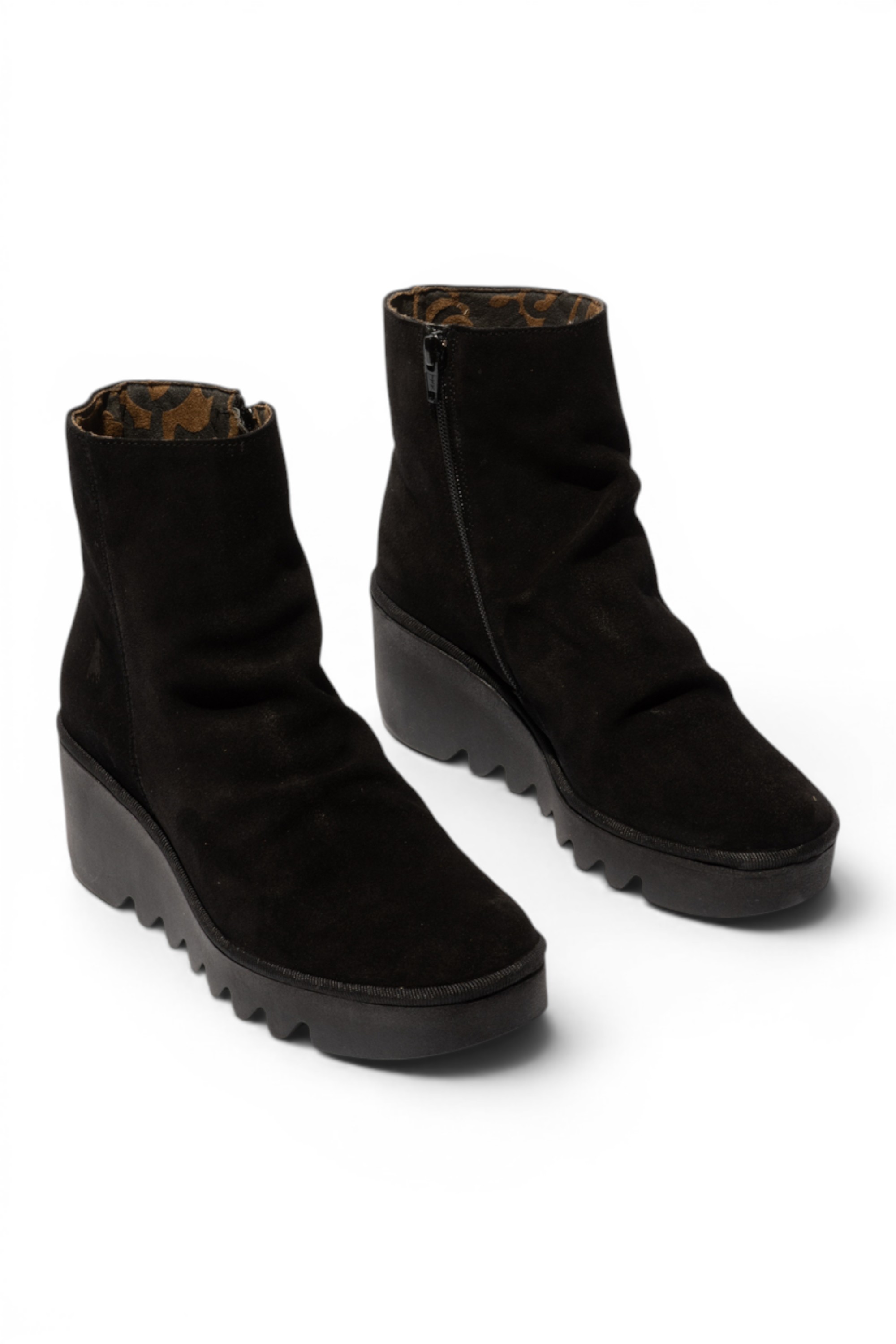 Black Womens Suede-Leather Ankle Boots-BAAN537, Image 2 of 5