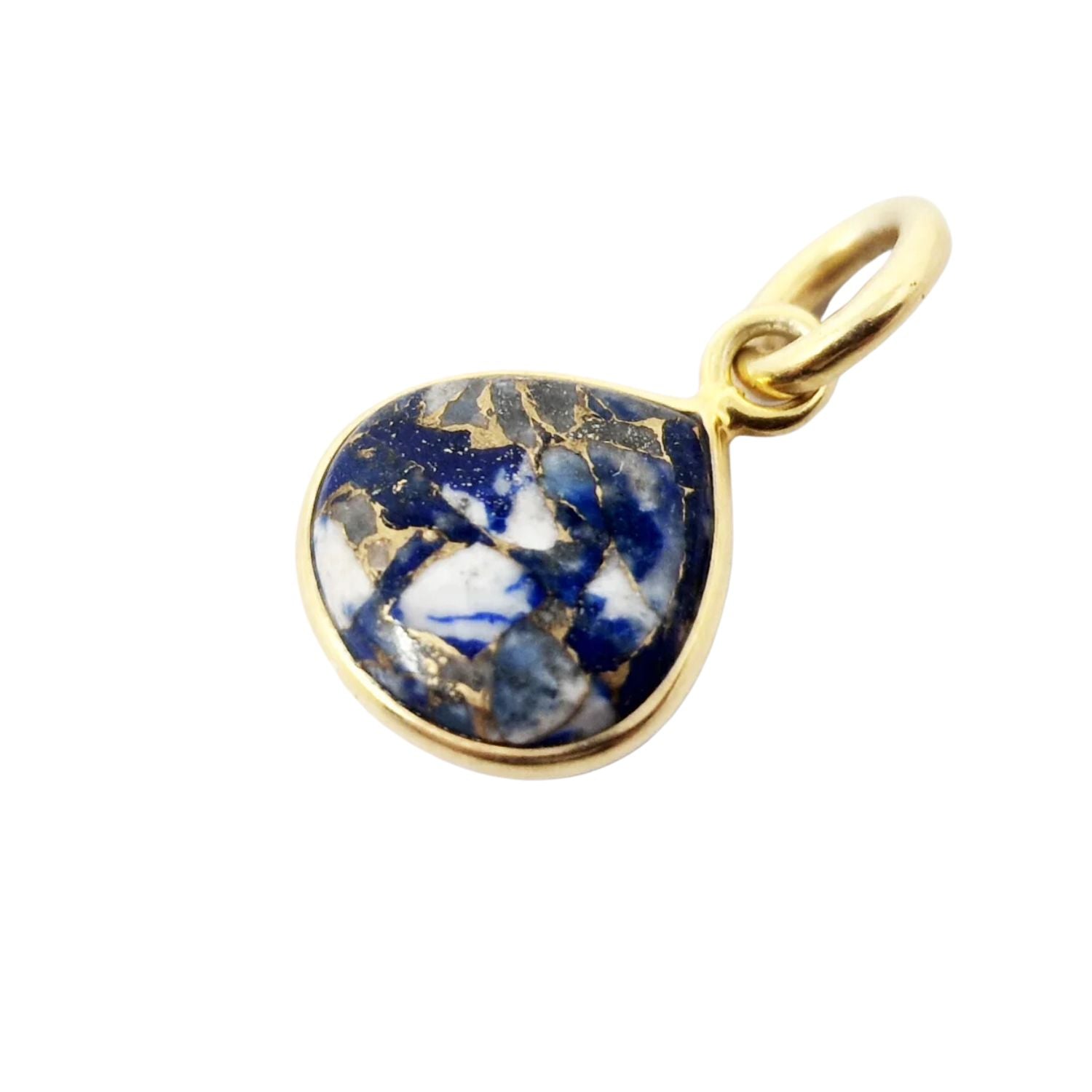 Blue 18Ct Gold Plated Lapis Lazuli Heart September Birthstone Pendant