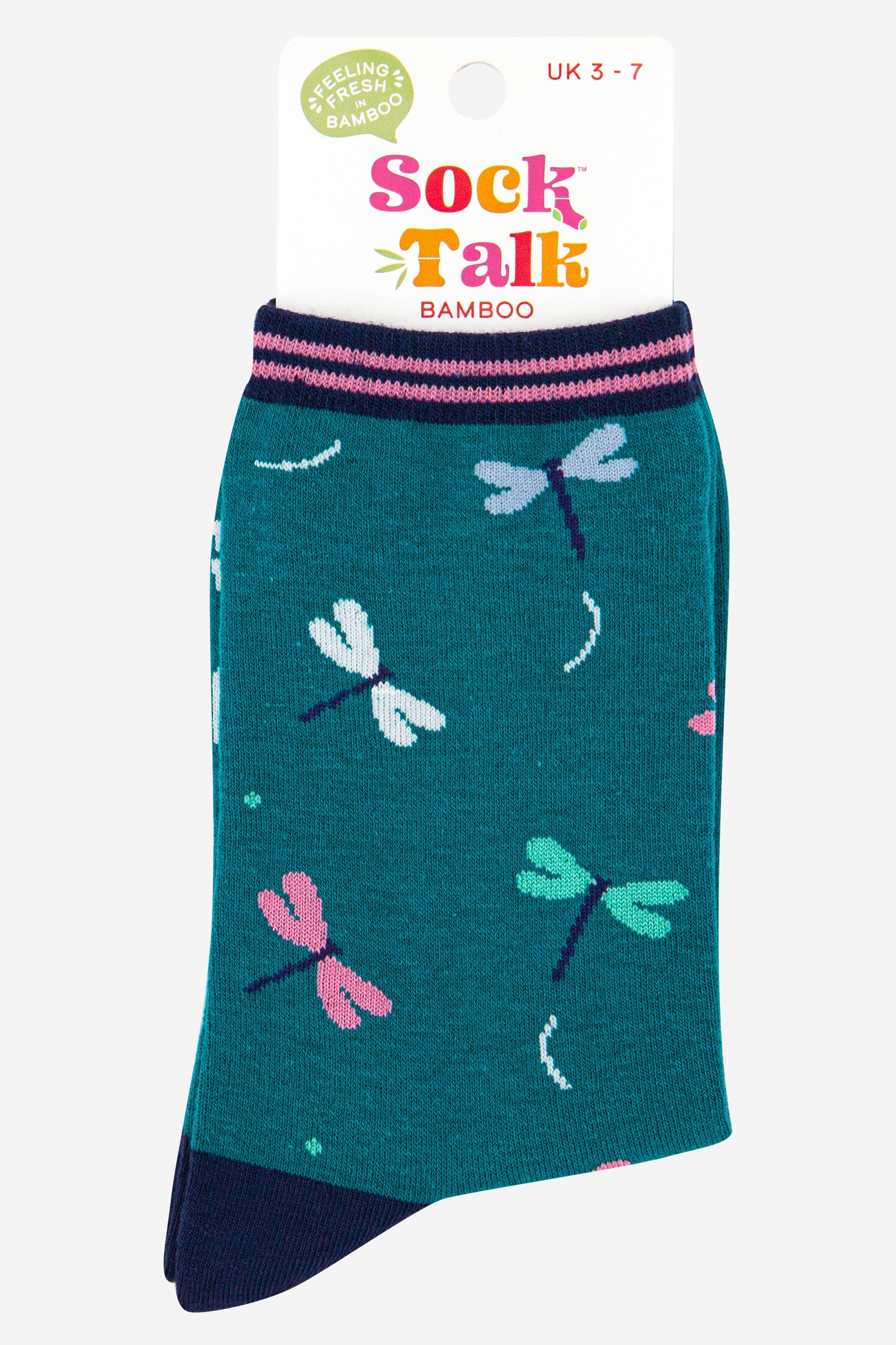 Teal Dragonfly Bamboo Ankle Socks, Image 3 of 3