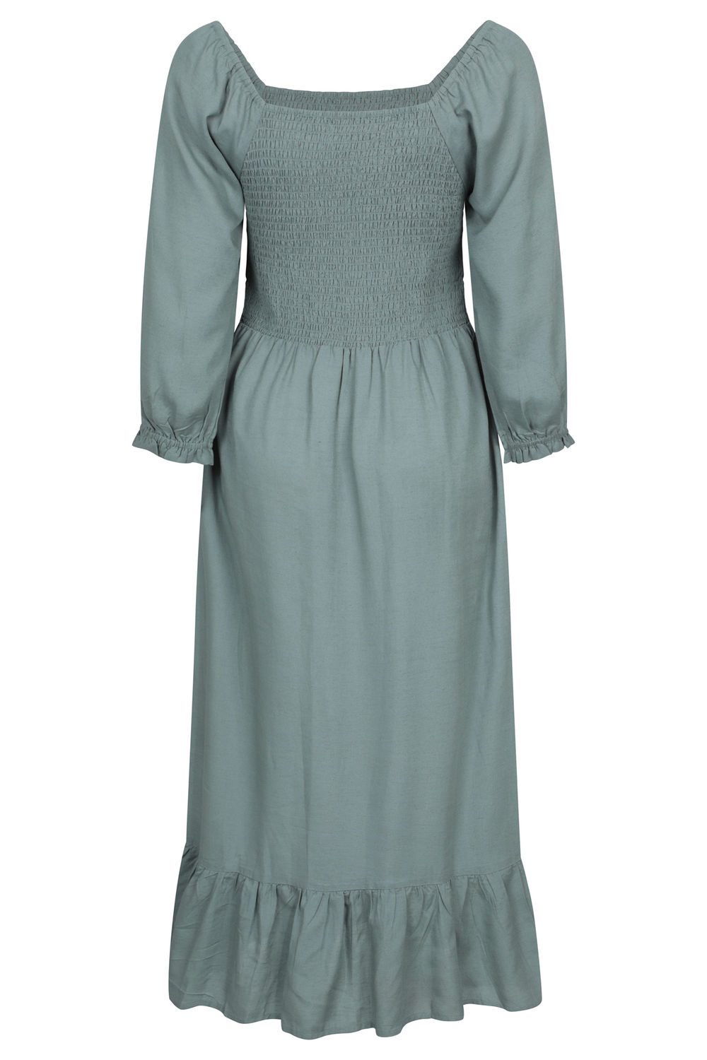 Khaki Cadiz Shirred Long Sleeved Midi Dress, Image 2 of 3