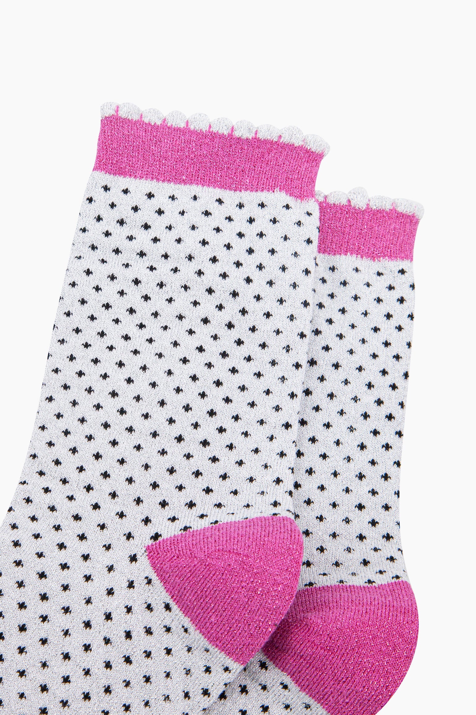 Light Grey Sock Talk Light Grey Polka Dots Combed Cotton Glitter Socks, Image 2 of 4