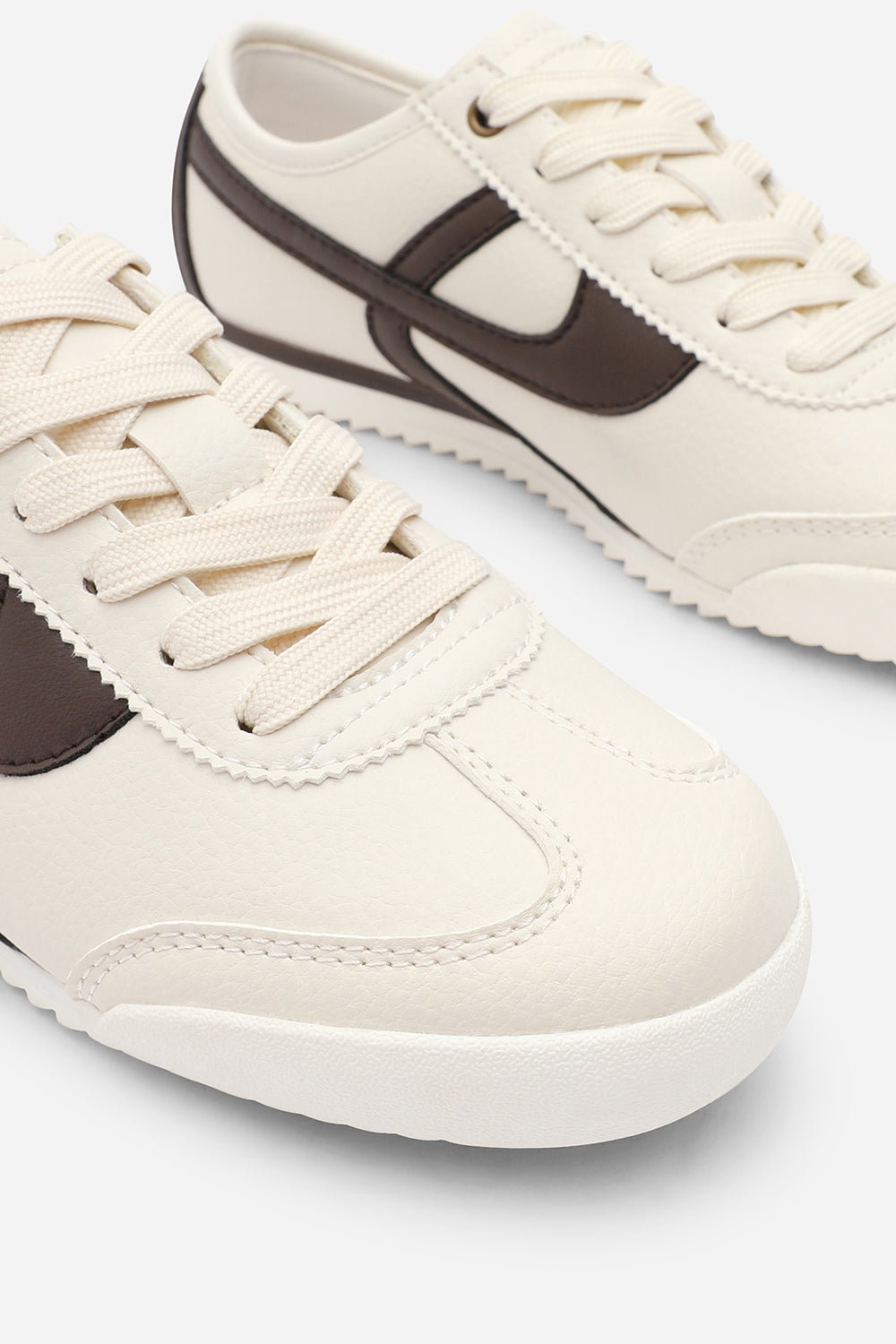 Beige 'Caia' Court Lace up Trainer with Stripe detail, Image 5 of 8