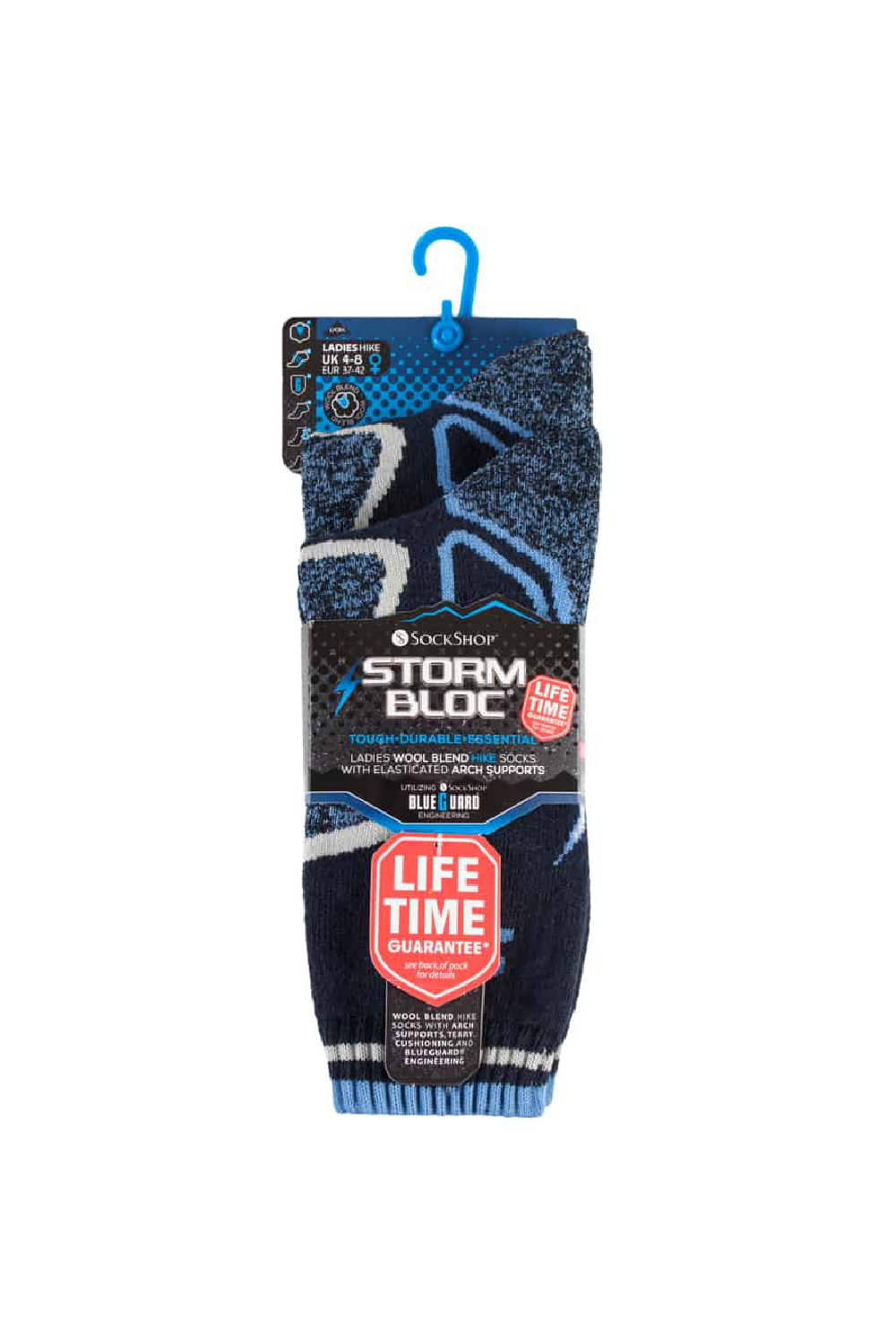 Navy 2 Pack Durable Wool Hiking Socks, Image 2 of 3