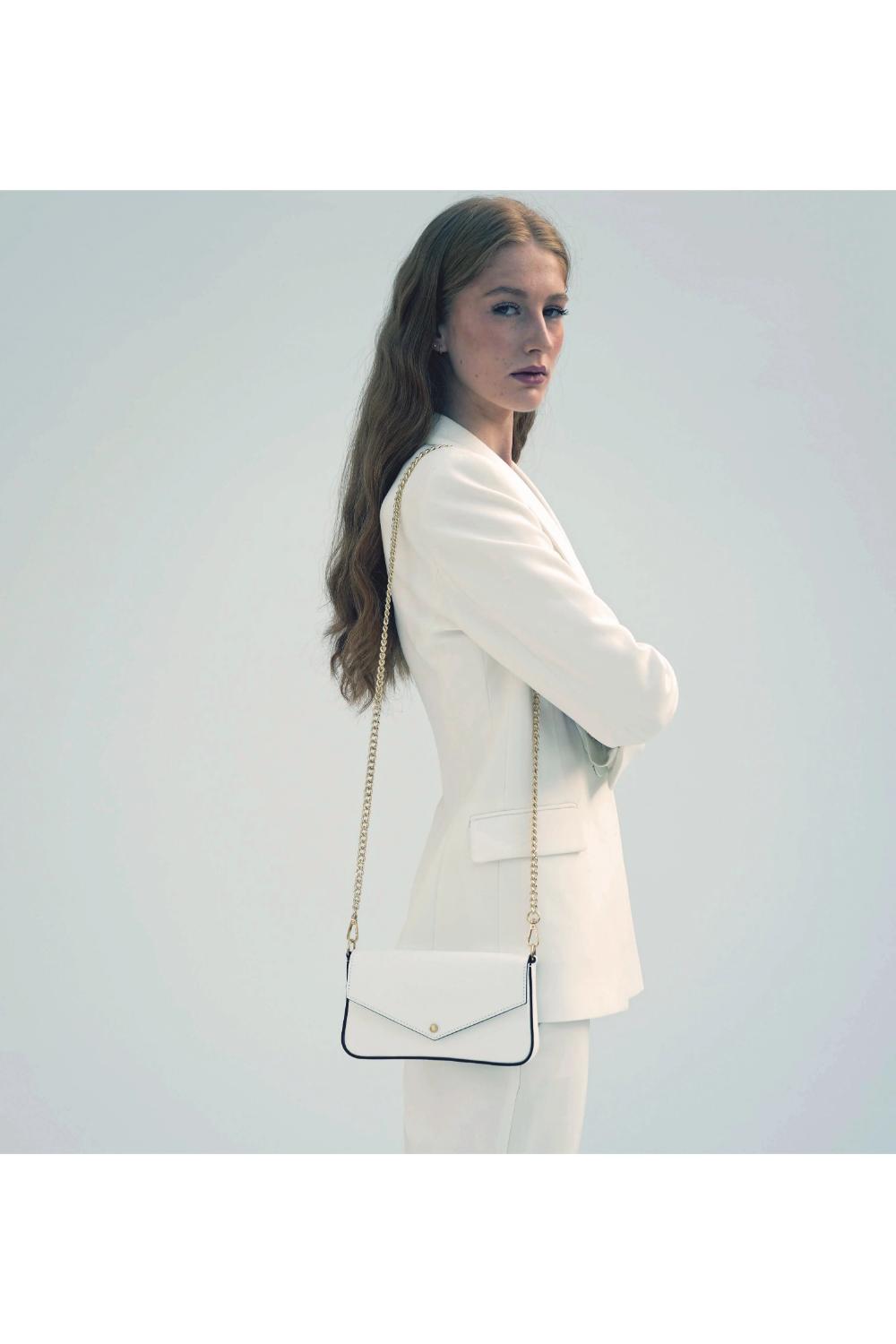 White The Munro White Leather Shoulder Bag, Image 4 of 7